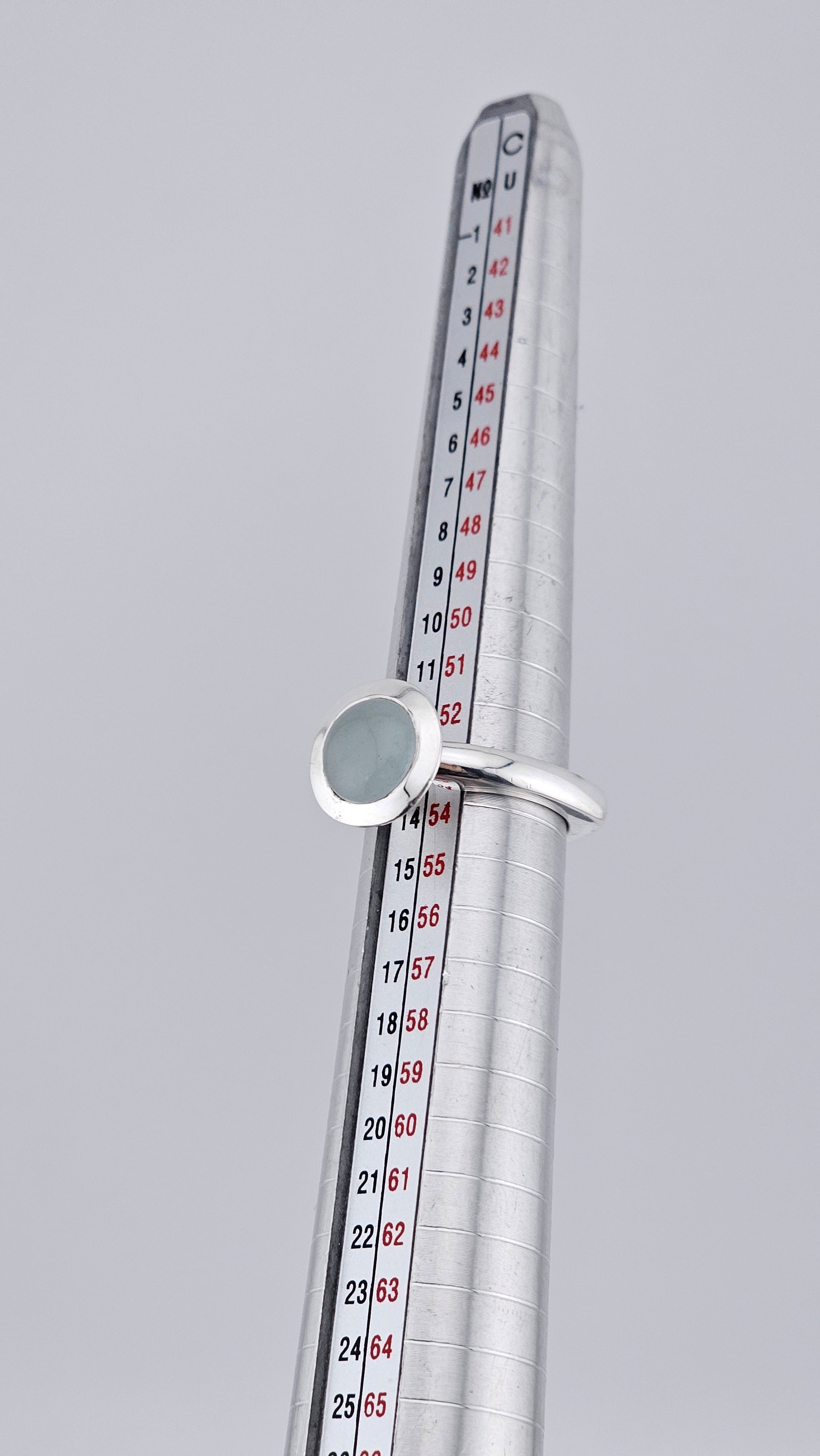 Pre-Loved Modern 925 Sterling Silver Aquamarine Cabochon Ring - Size UK M ½ / US 6.5 (7.33g)