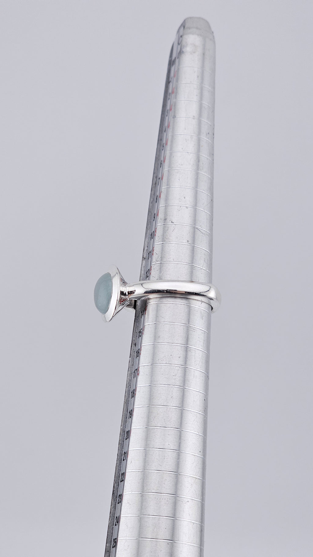 Pre-Loved Modern 925 Sterling Silver Aquamarine Cabochon Ring - Size UK M ½ / US 6.5 (7.33g)