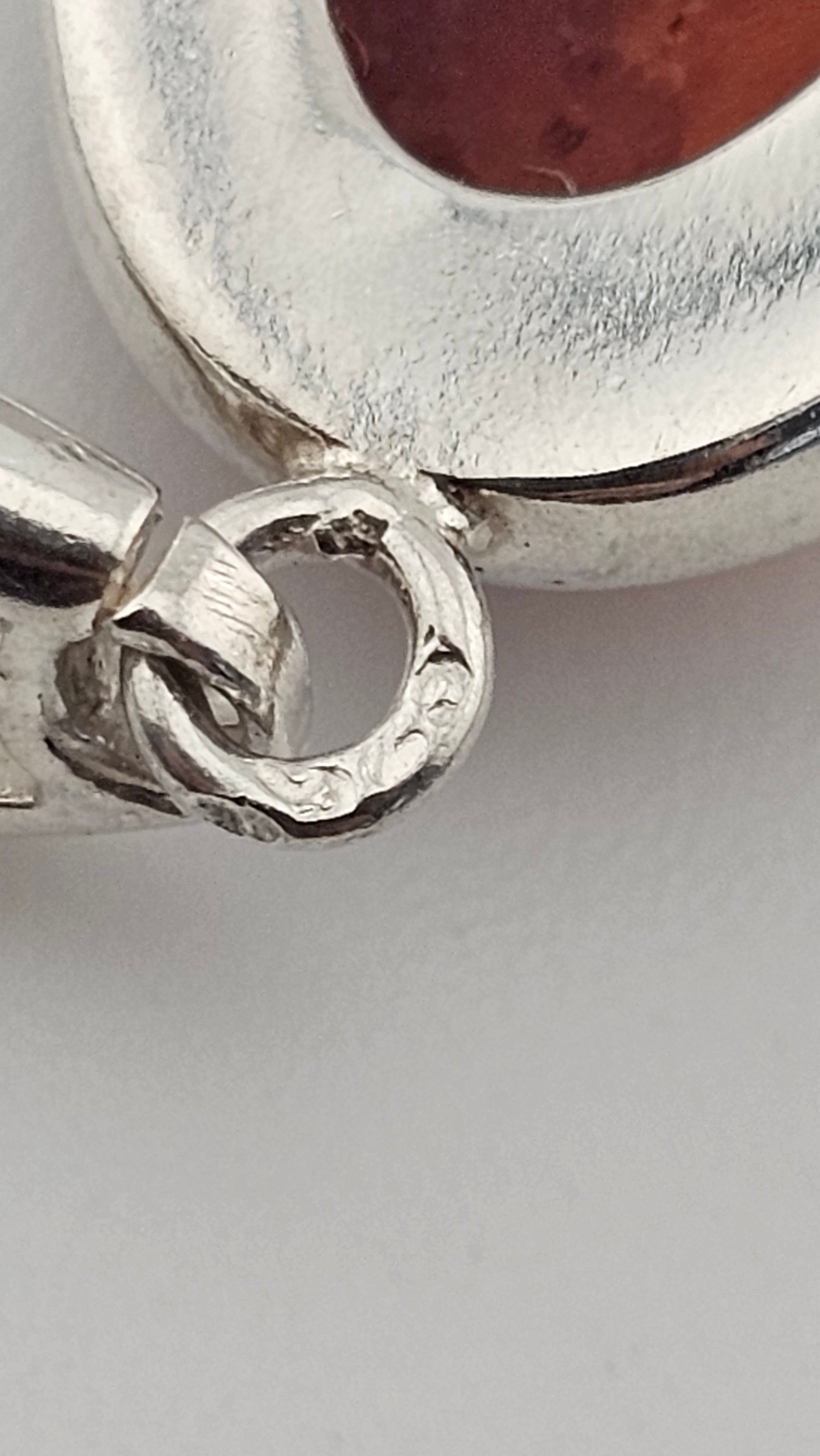 Vintage 925 Sterling Silver Amber Solitaire Pendant