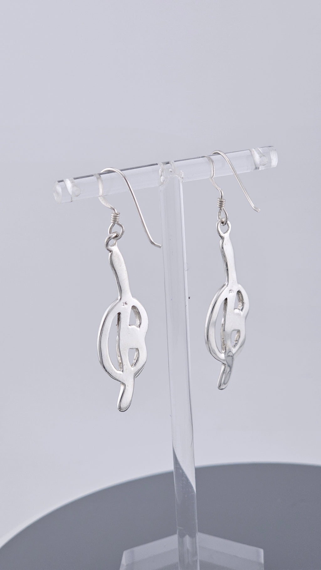 Vintage 925 Sterling Silver Abstract Twist Knot Long Drop Earrings – 54mm, 7g