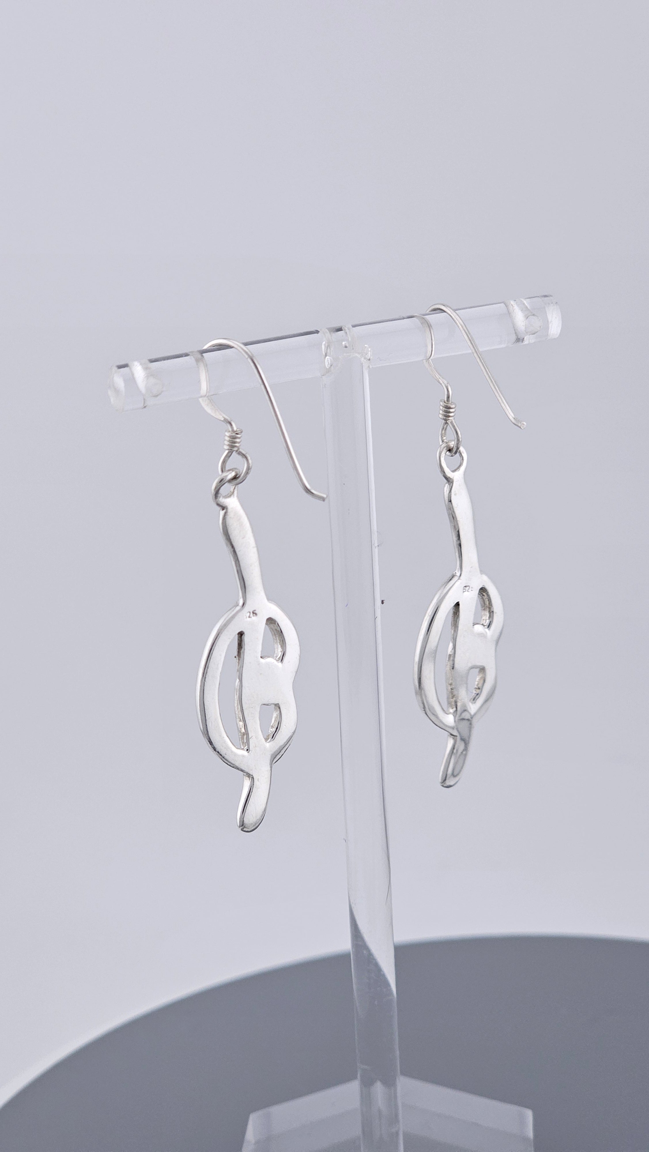 Vintage 925 Sterling Silver Abstract Twist Knot Long Drop Earrings – 54mm, 7g