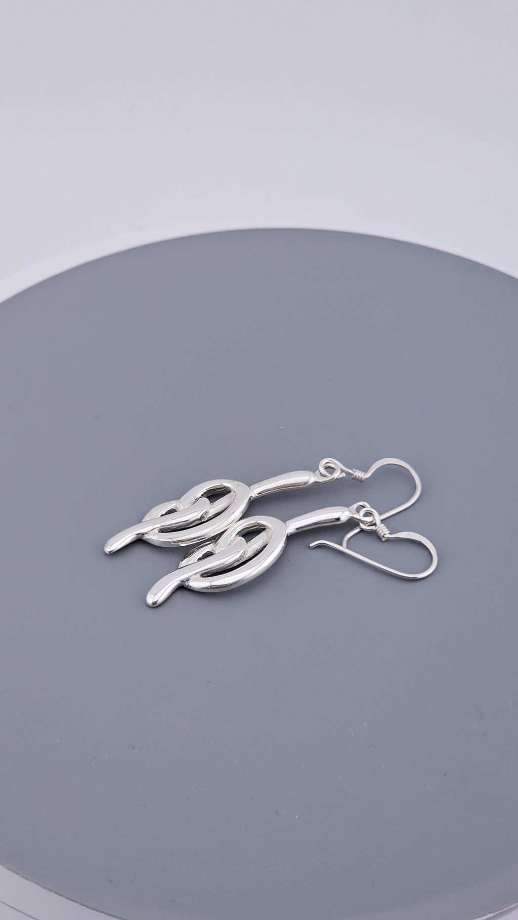 Vintage 925 Sterling Silver Abstract Twist Knot Long Drop Earrings – 54mm, 7g