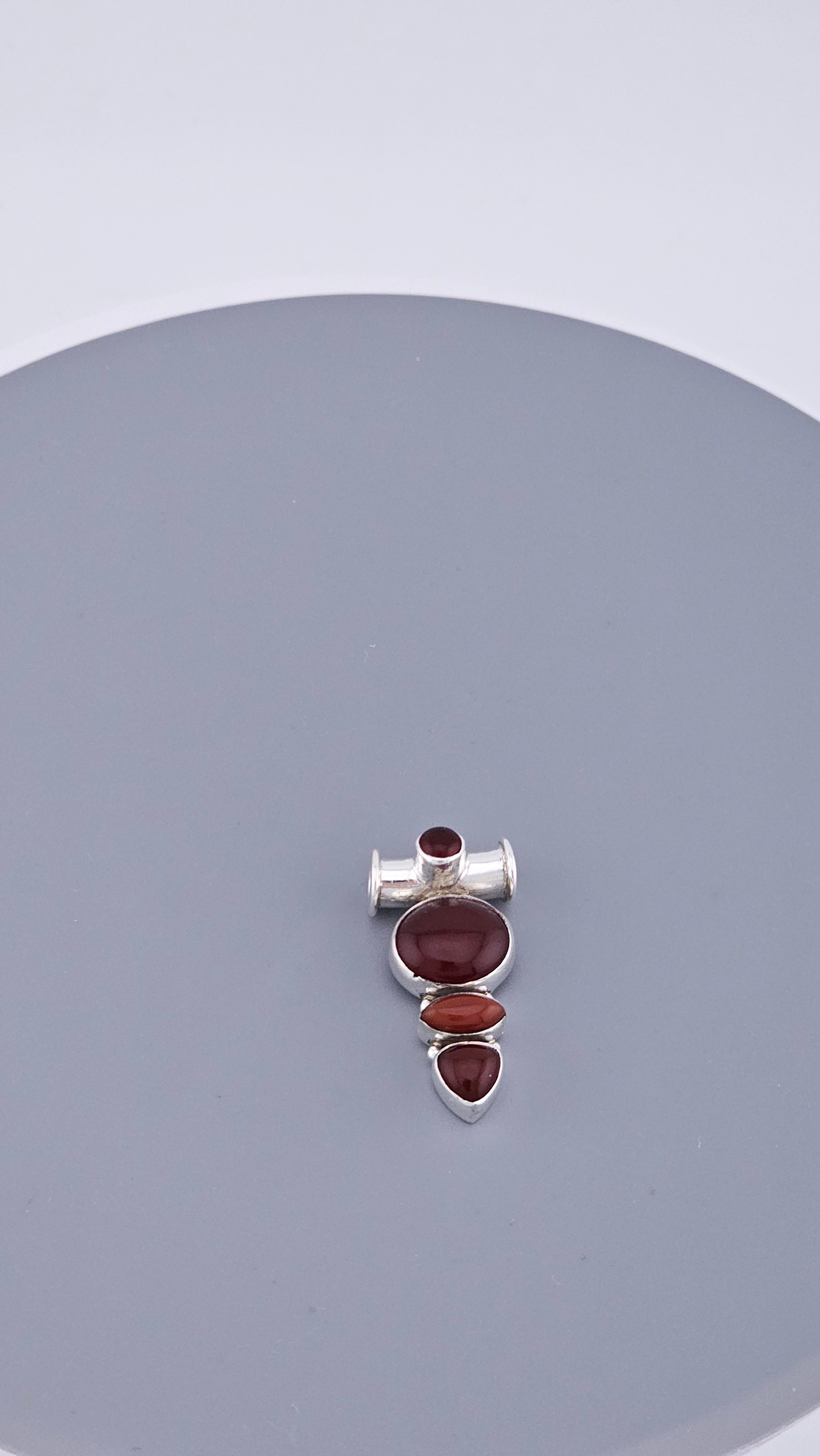Vintage 925 Sterling Silver Oval Carnelian Pendant