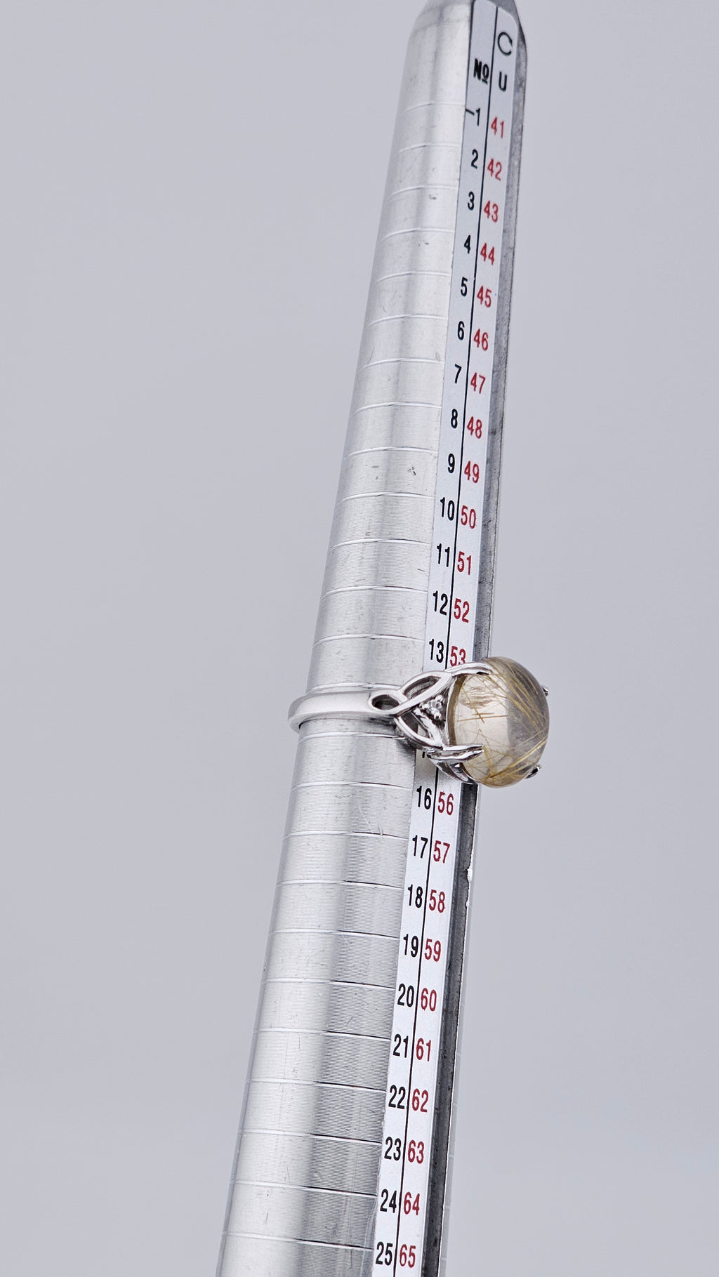 Vintage 925 Sterling Silver Golden Rutilated Quartz Ring