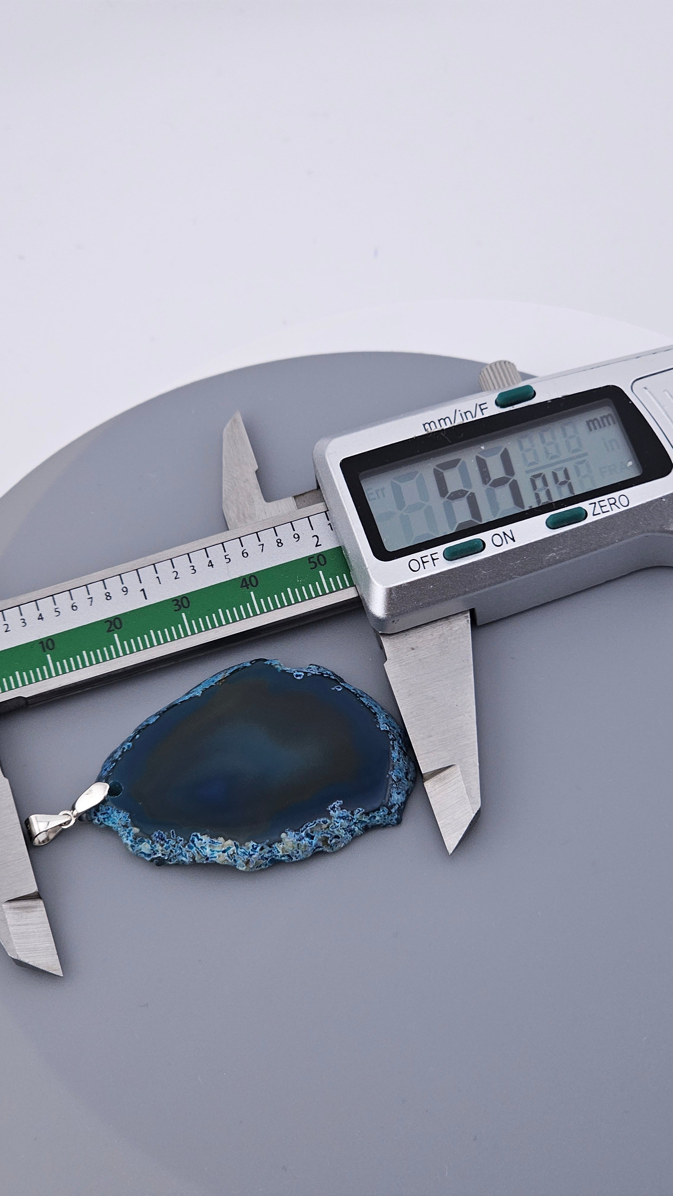 925 Sterling Silver Blue Agate Slice Statement Pendant