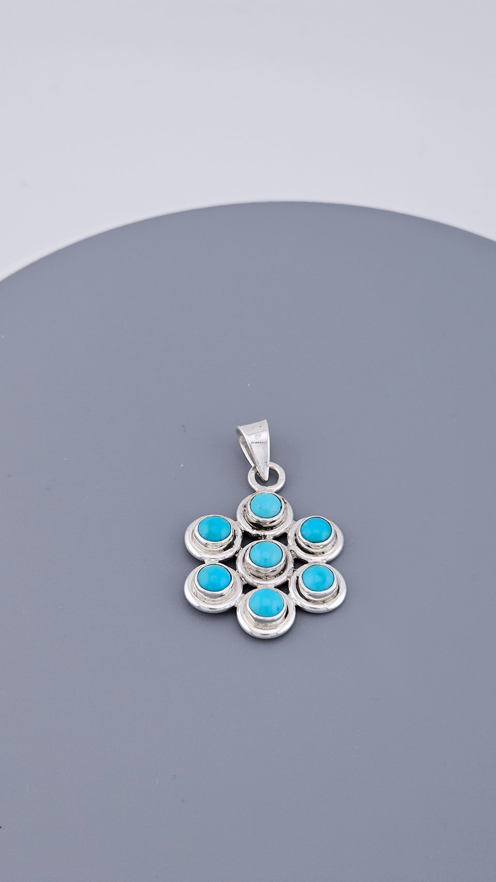 Vintage 925 Sterling Silver Turquoise Multi-Stone Pendant