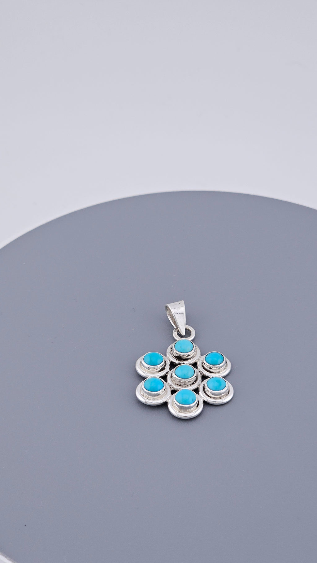Vintage 925 Sterling Silver Turquoise Multi-Stone Pendant