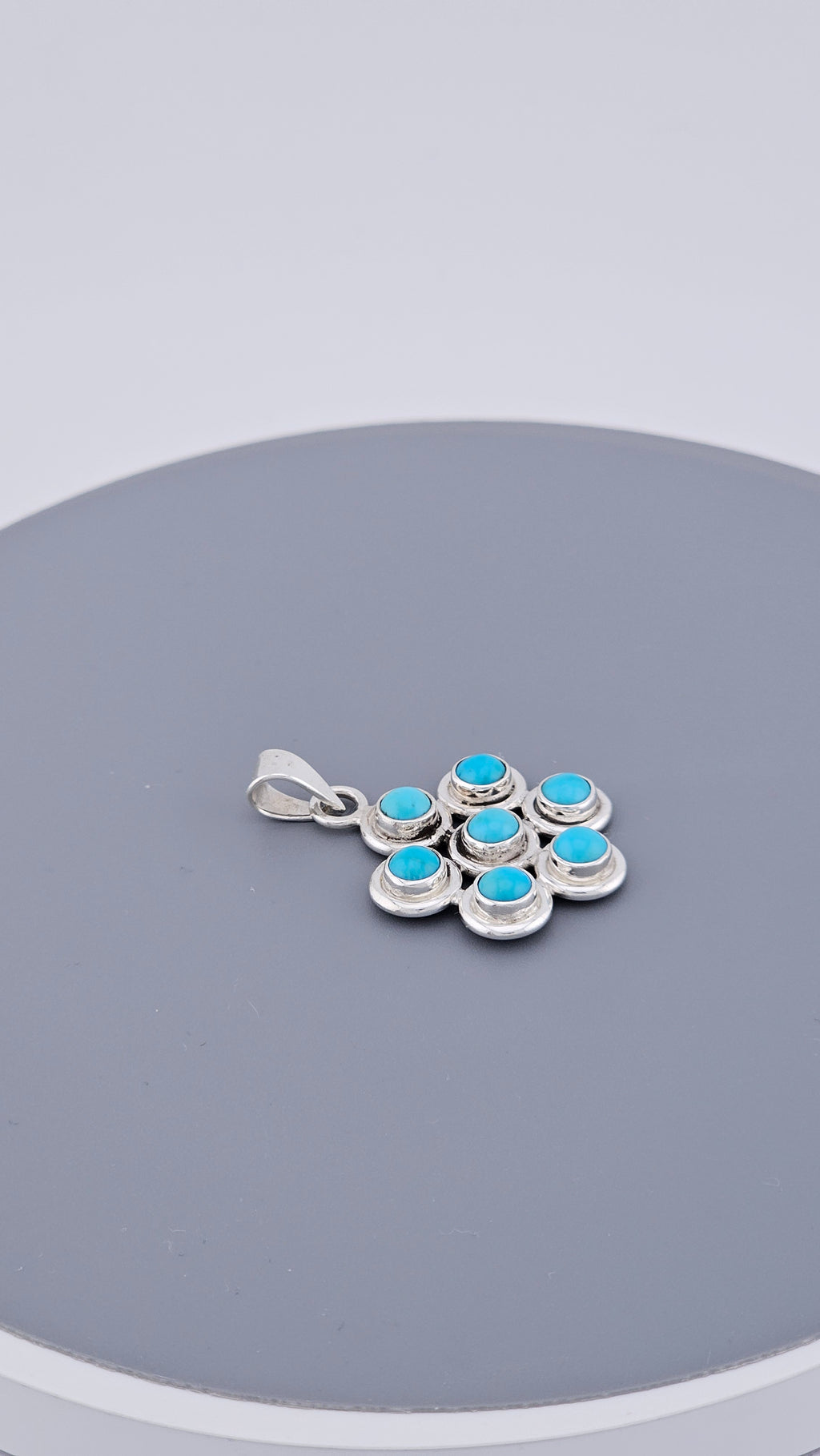 Vintage 925 Sterling Silver Turquoise Multi-Stone Pendant