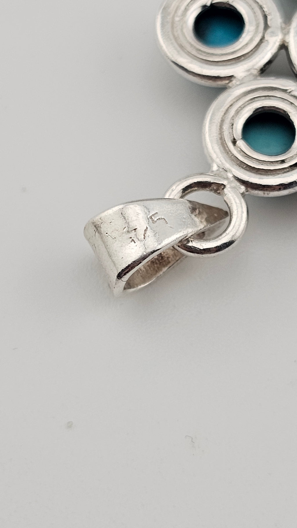 Vintage 925 Sterling Silver Turquoise Multi-Stone Pendant