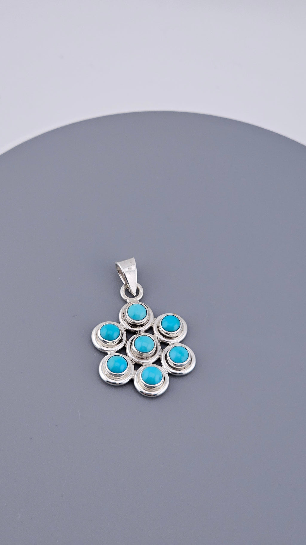 Vintage 925 Sterling Silver Turquoise Multi-Stone Pendant
