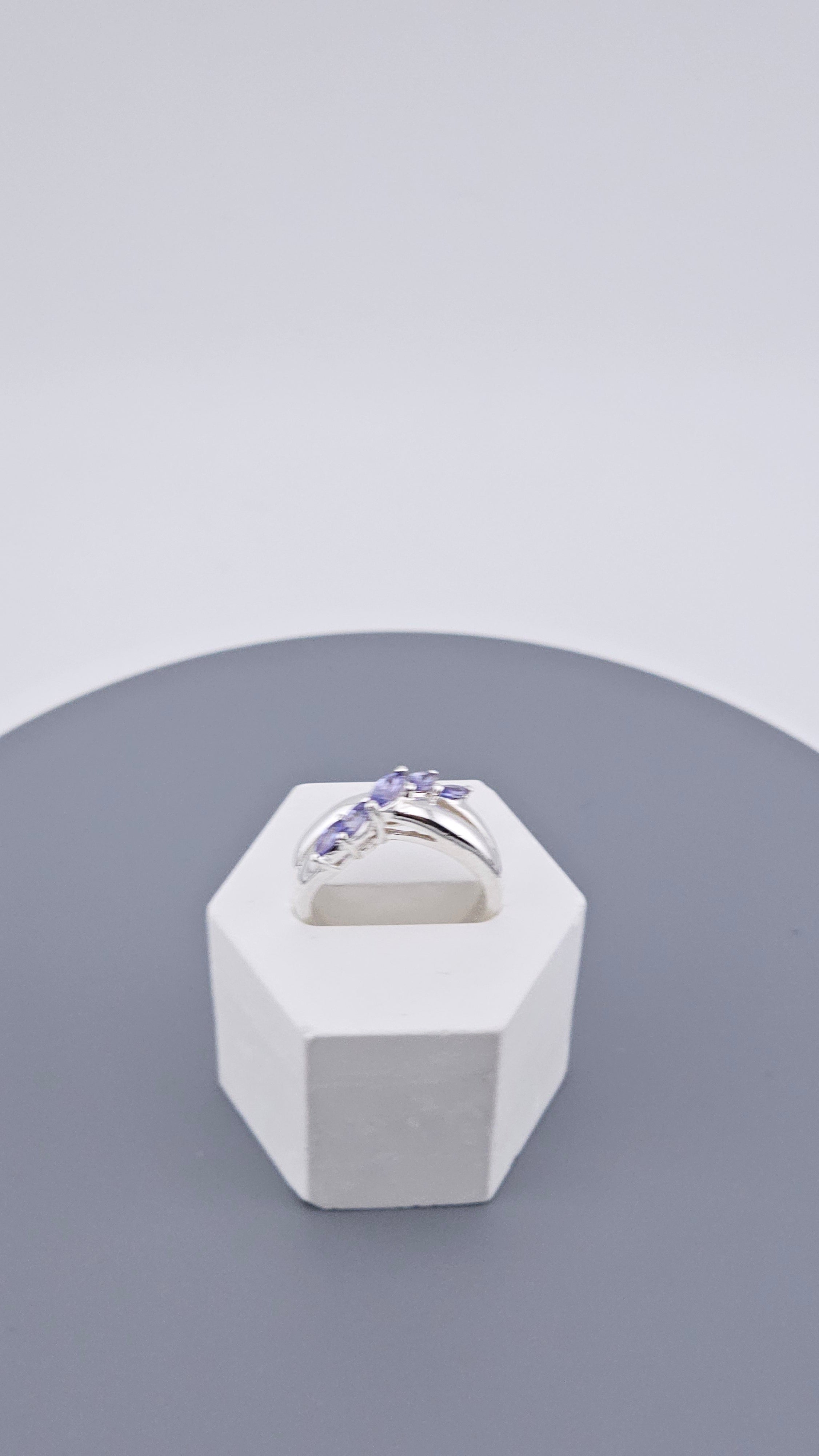 Vintage 925 Sterling Silver Marquise-Cut Tanzanite Ring