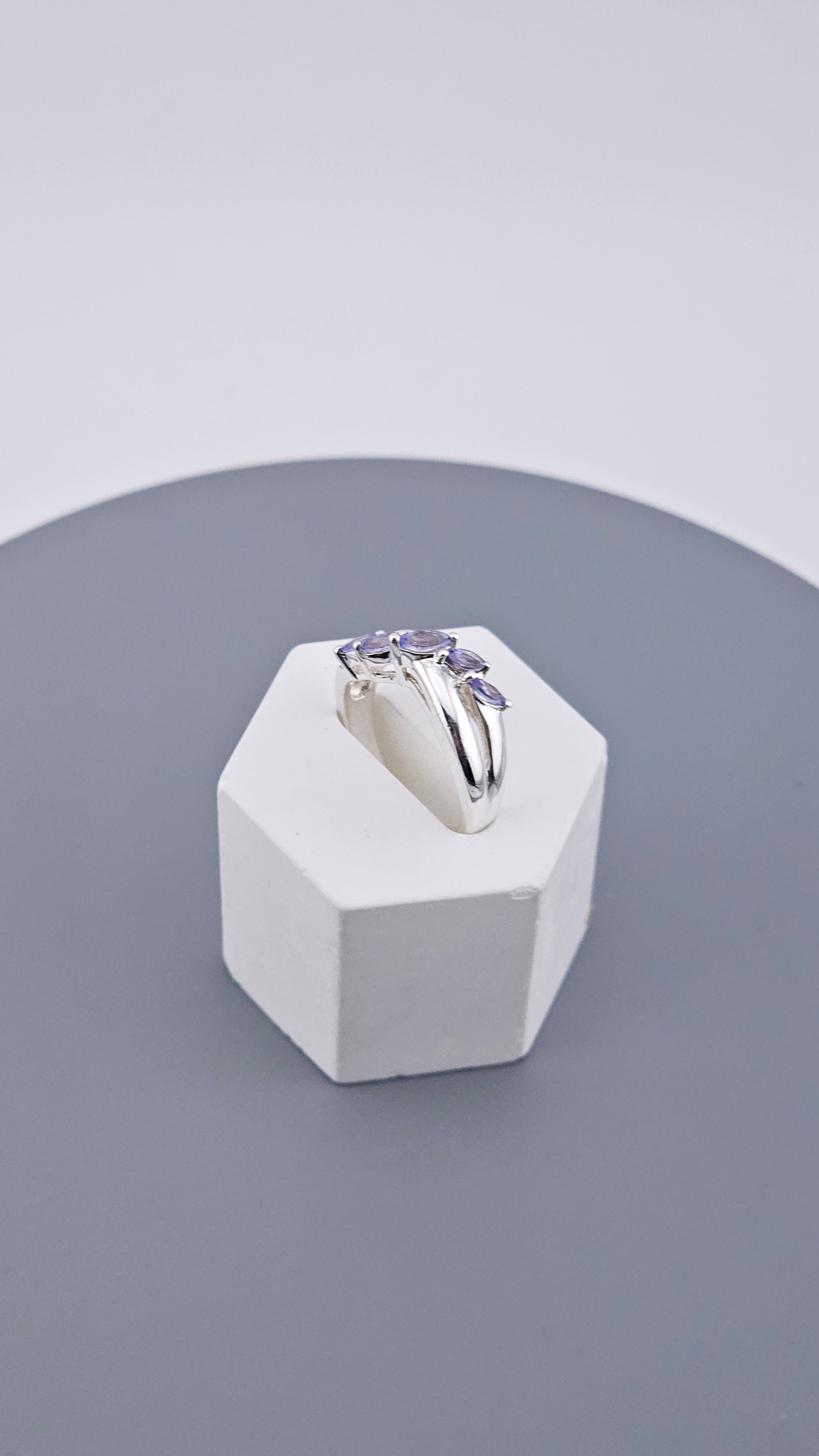 Vintage 925 Sterling Silver Marquise-Cut Tanzanite Ring