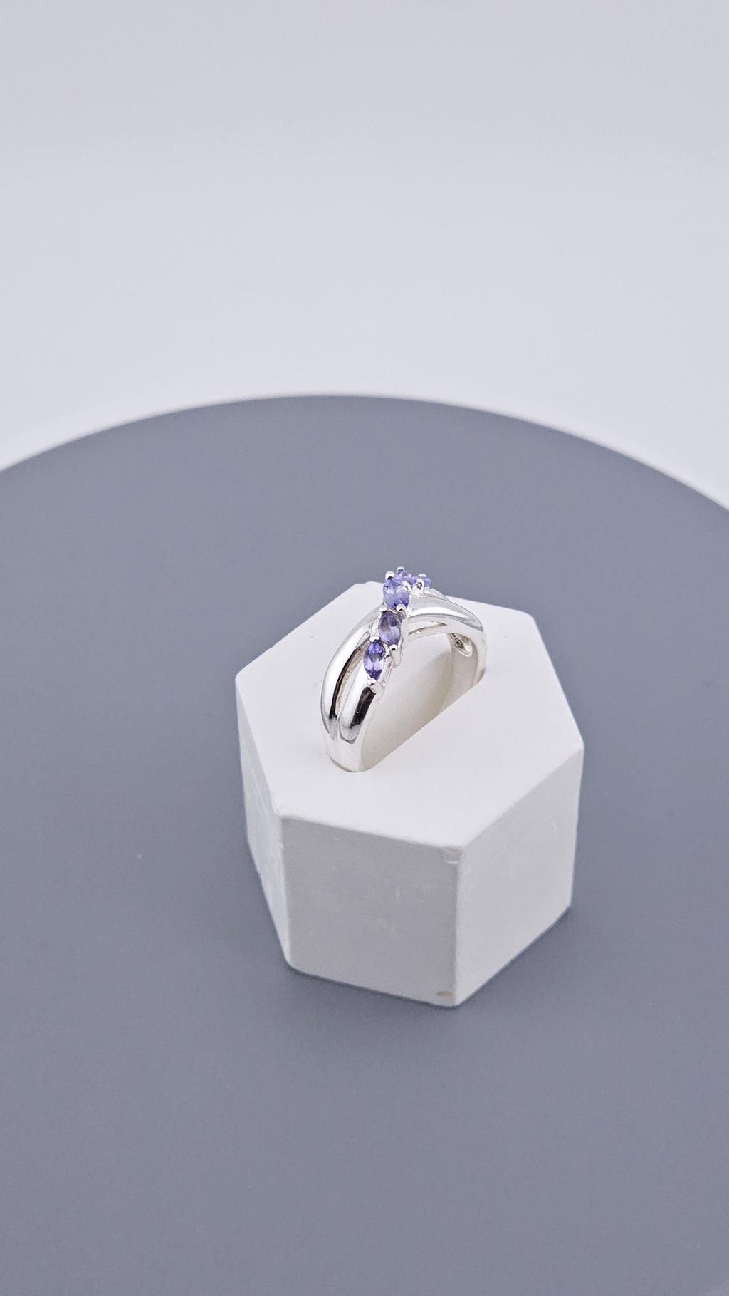 Vintage 925 Sterling Silver Marquise-Cut Tanzanite Ring
