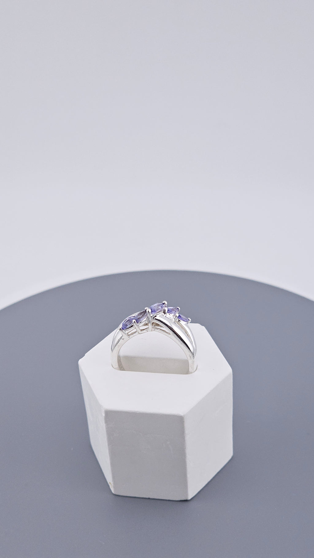 Vintage 925 Sterling Silver Marquise-Cut Tanzanite Ring