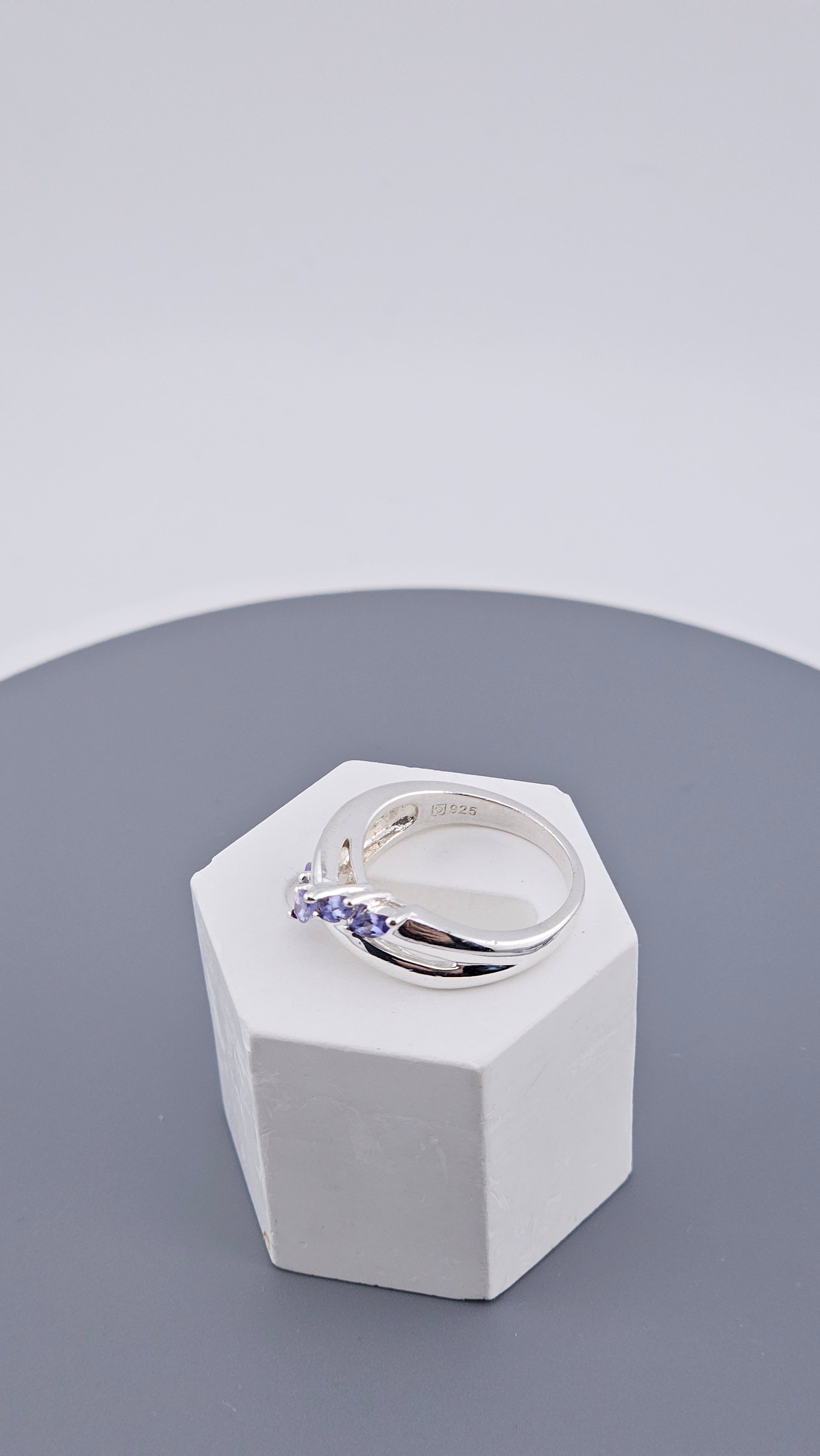 Vintage 925 Sterling Silver Marquise-Cut Tanzanite Ring