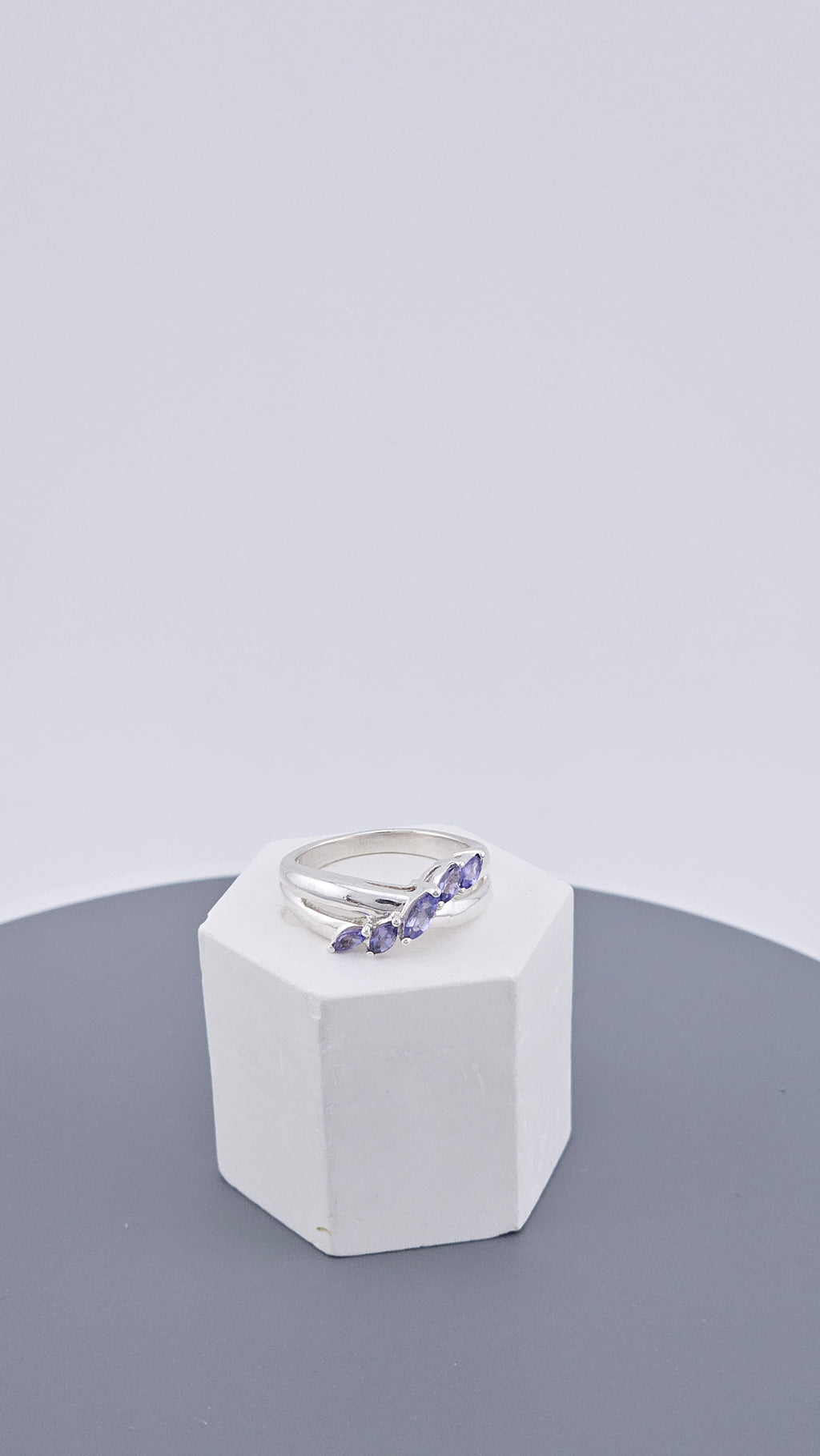 Vintage 925 Sterling Silver Marquise-Cut Tanzanite Ring