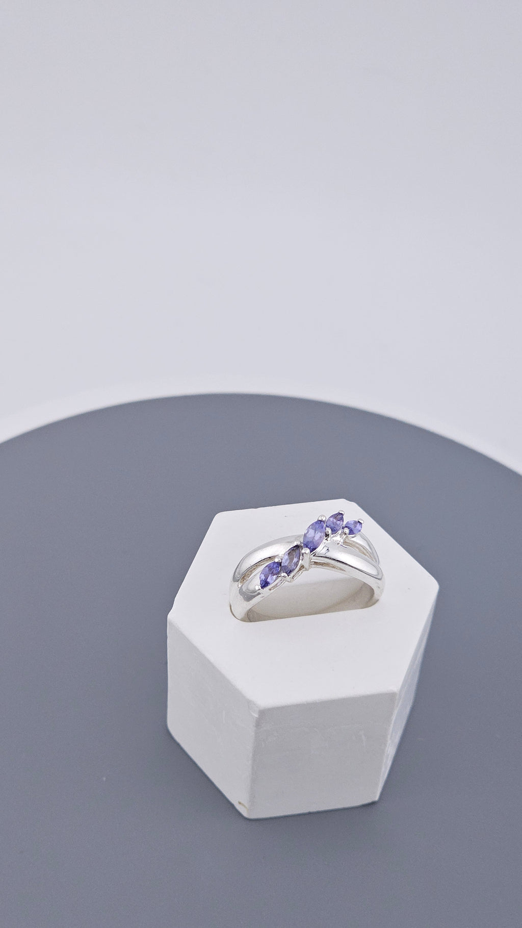 Vintage 925 Sterling Silver Marquise-Cut Tanzanite Ring
