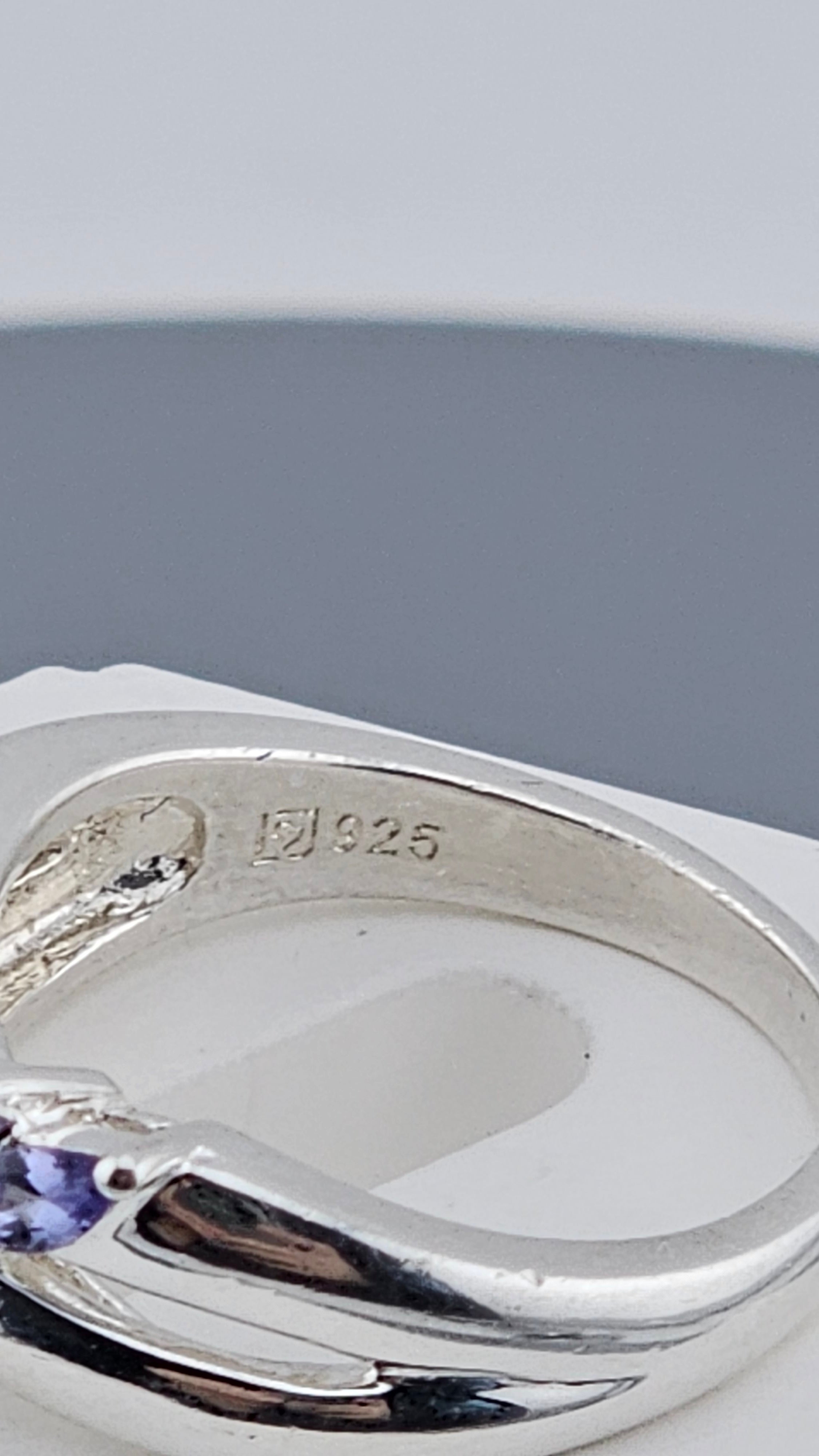 Vintage 925 Sterling Silver Marquise-Cut Tanzanite Ring