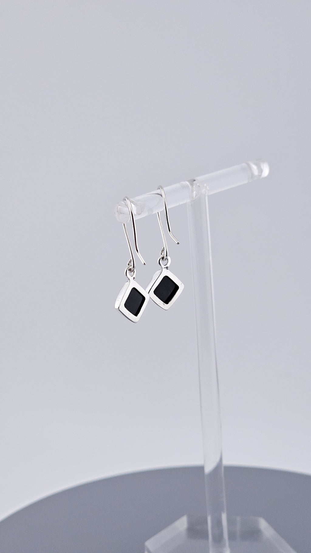Vintage 925 Sterling Silver Square Amber Dangle Earrings