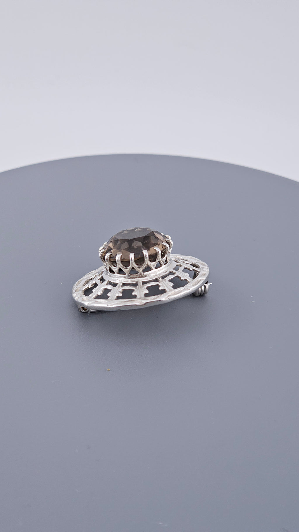 Robert Allison Vintage Scottish Sterling Silver & Smoky Quartz Brooch