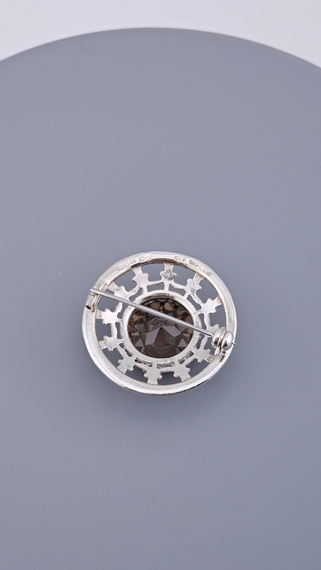 Robert Allison Vintage Scottish Sterling Silver & Smoky Quartz Brooch