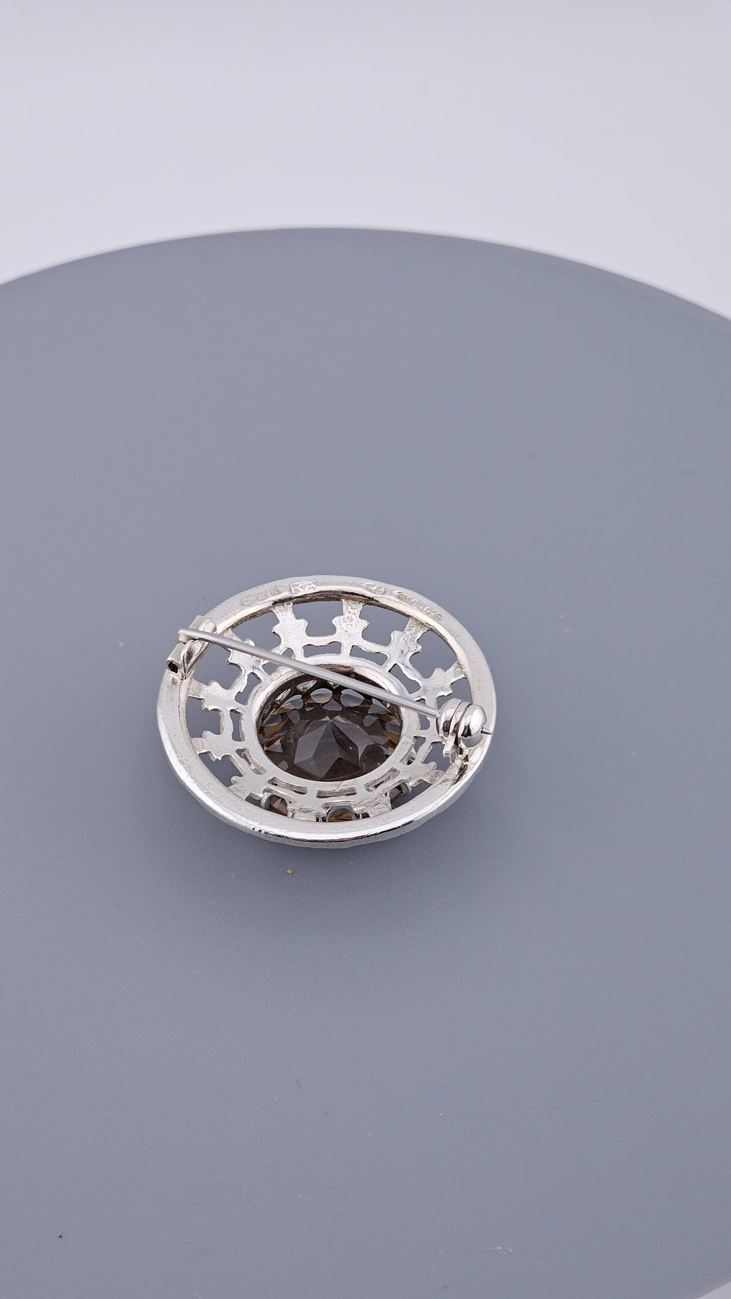 Robert Allison Vintage Scottish Sterling Silver & Smoky Quartz Brooch