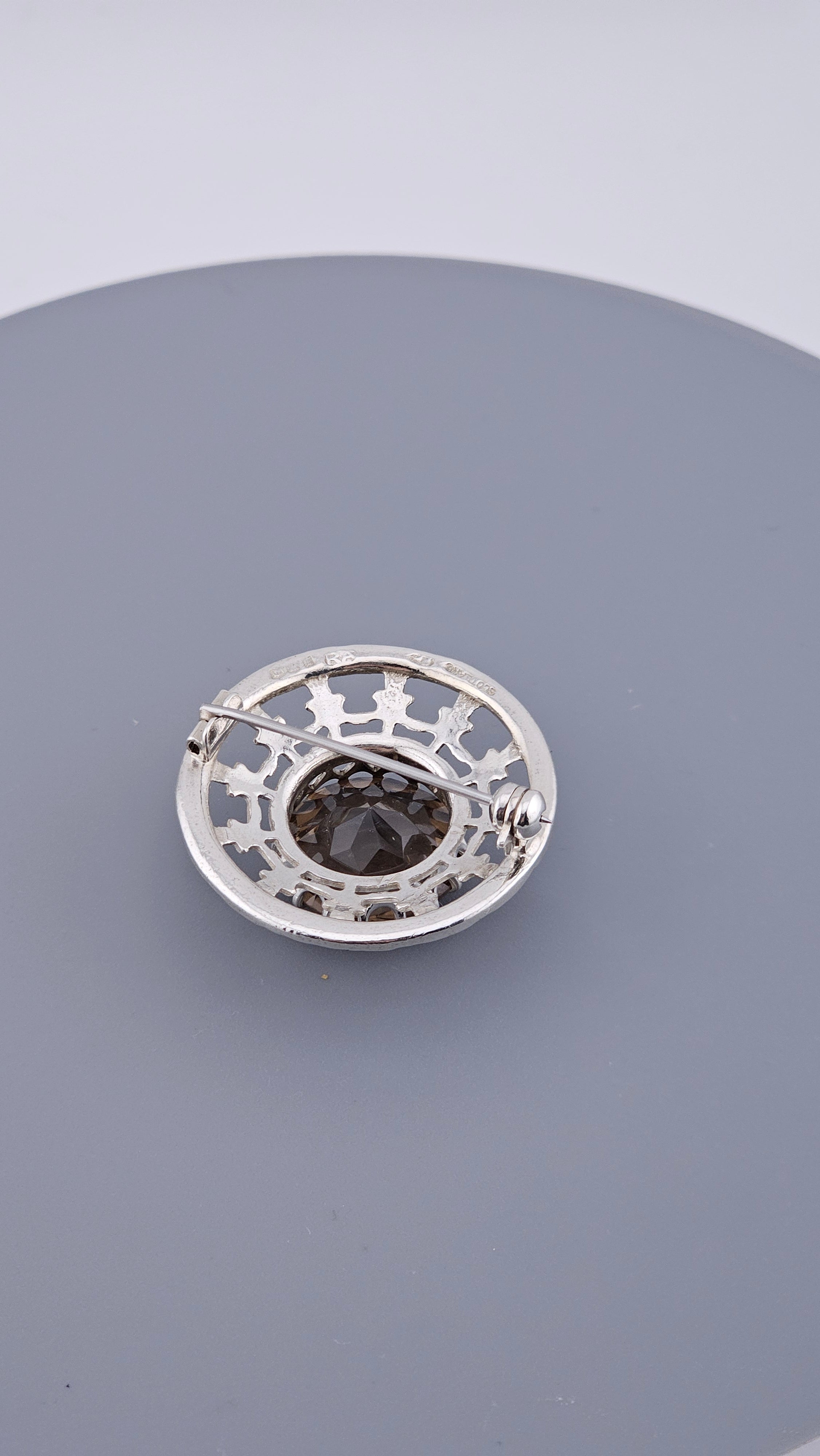 Robert Allison Vintage Scottish Sterling Silver & Smoky Quartz Brooch