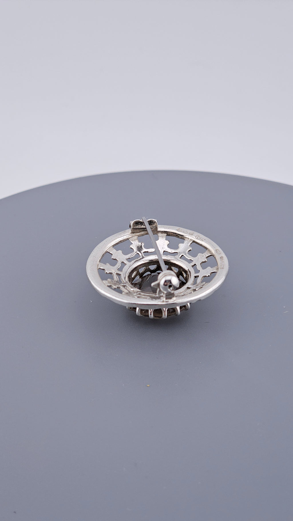 Robert Allison Vintage Scottish Sterling Silver & Smoky Quartz Brooch