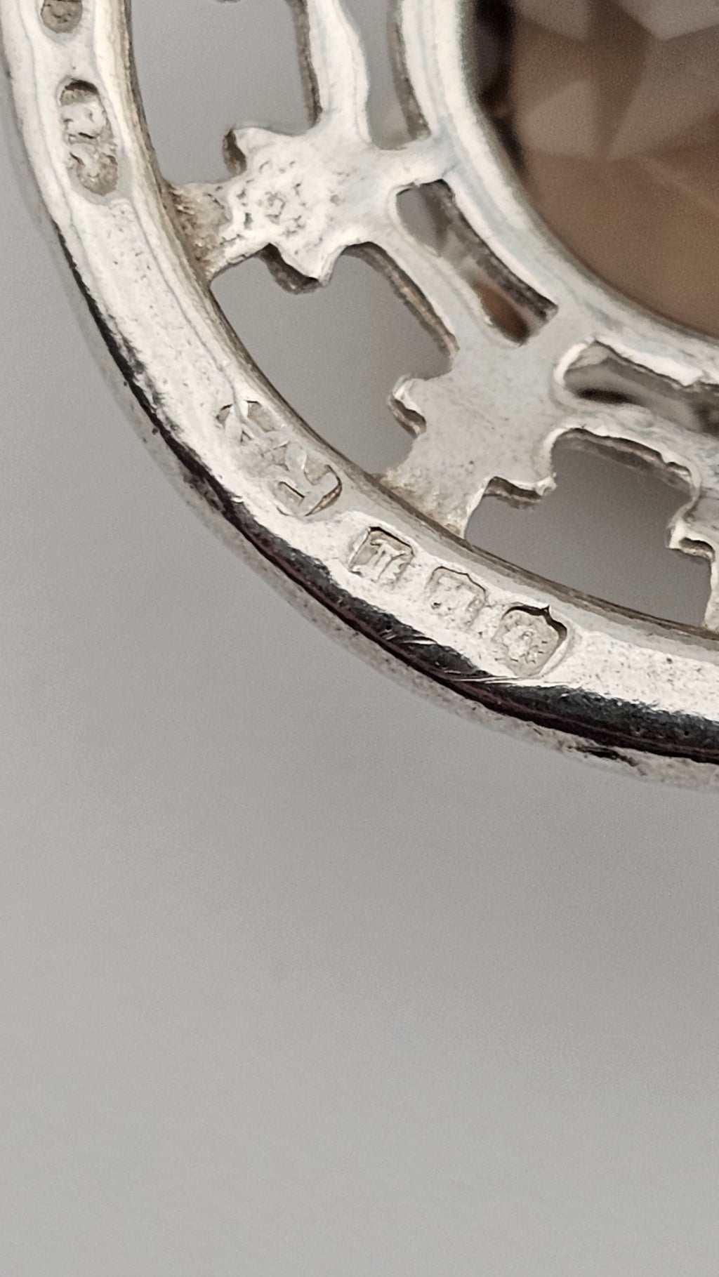 Robert Allison Vintage Scottish Sterling Silver & Smoky Quartz Brooch