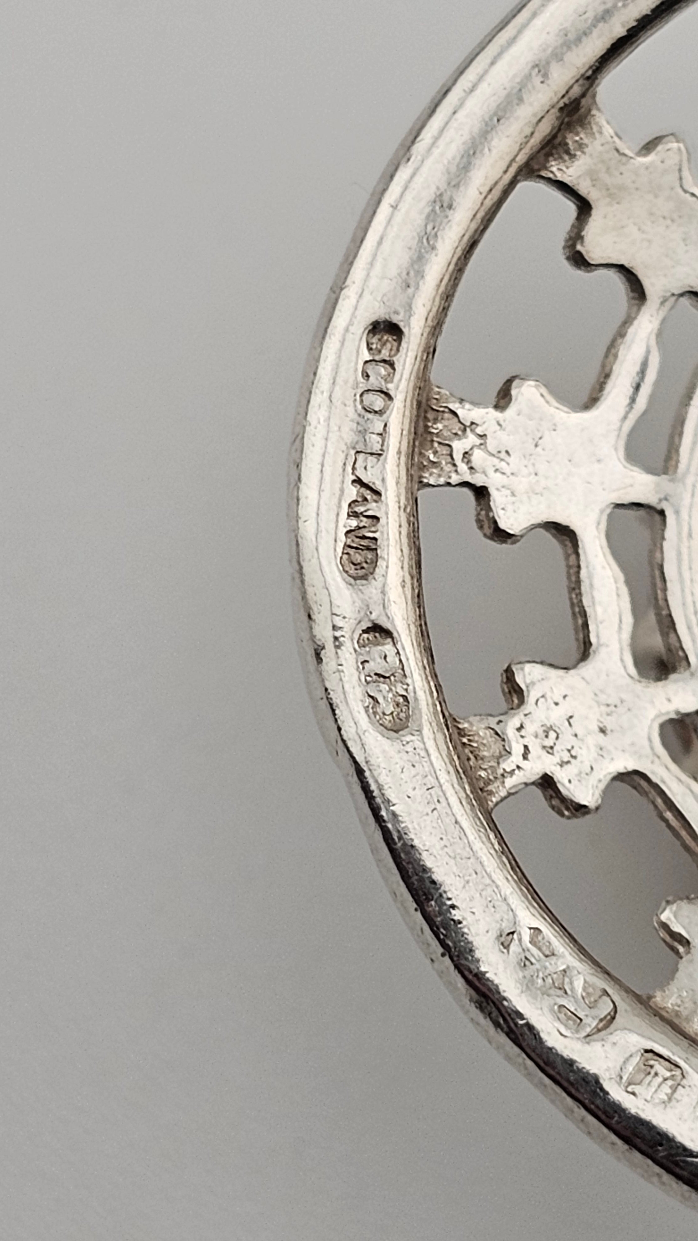 Robert Allison Vintage Scottish Sterling Silver & Smoky Quartz Brooch