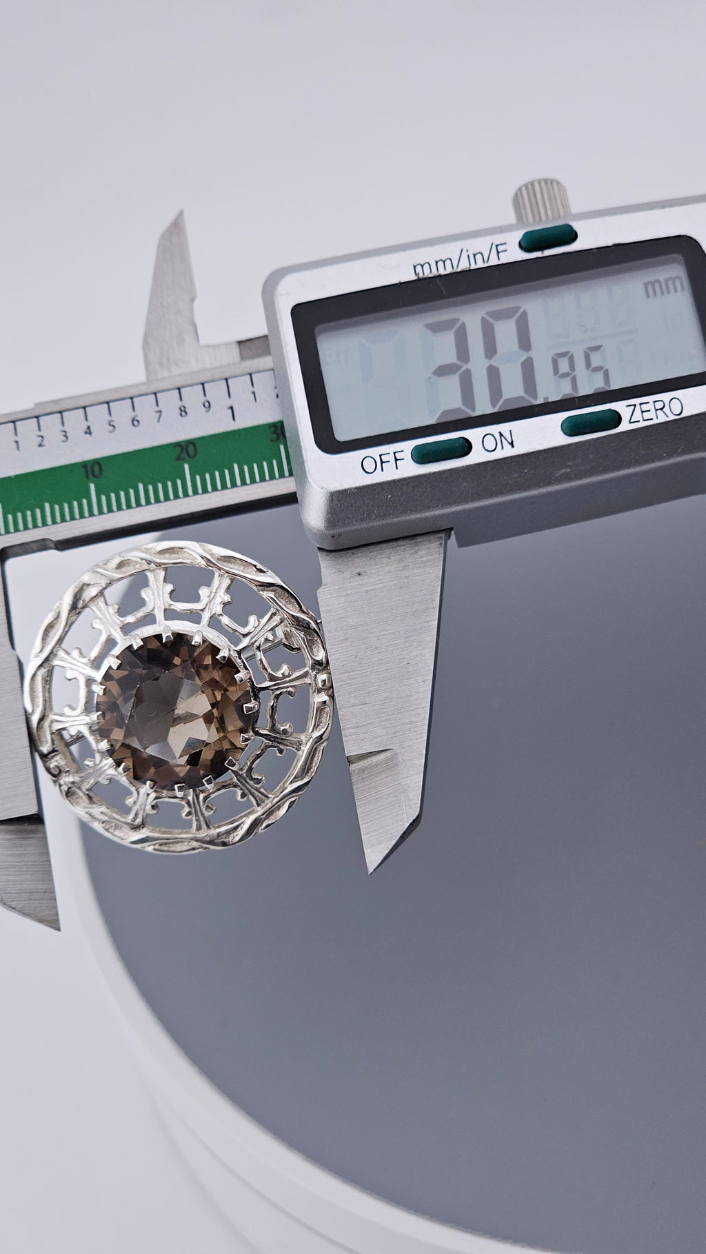 Robert Allison Vintage Scottish Sterling Silver & Smoky Quartz Brooch