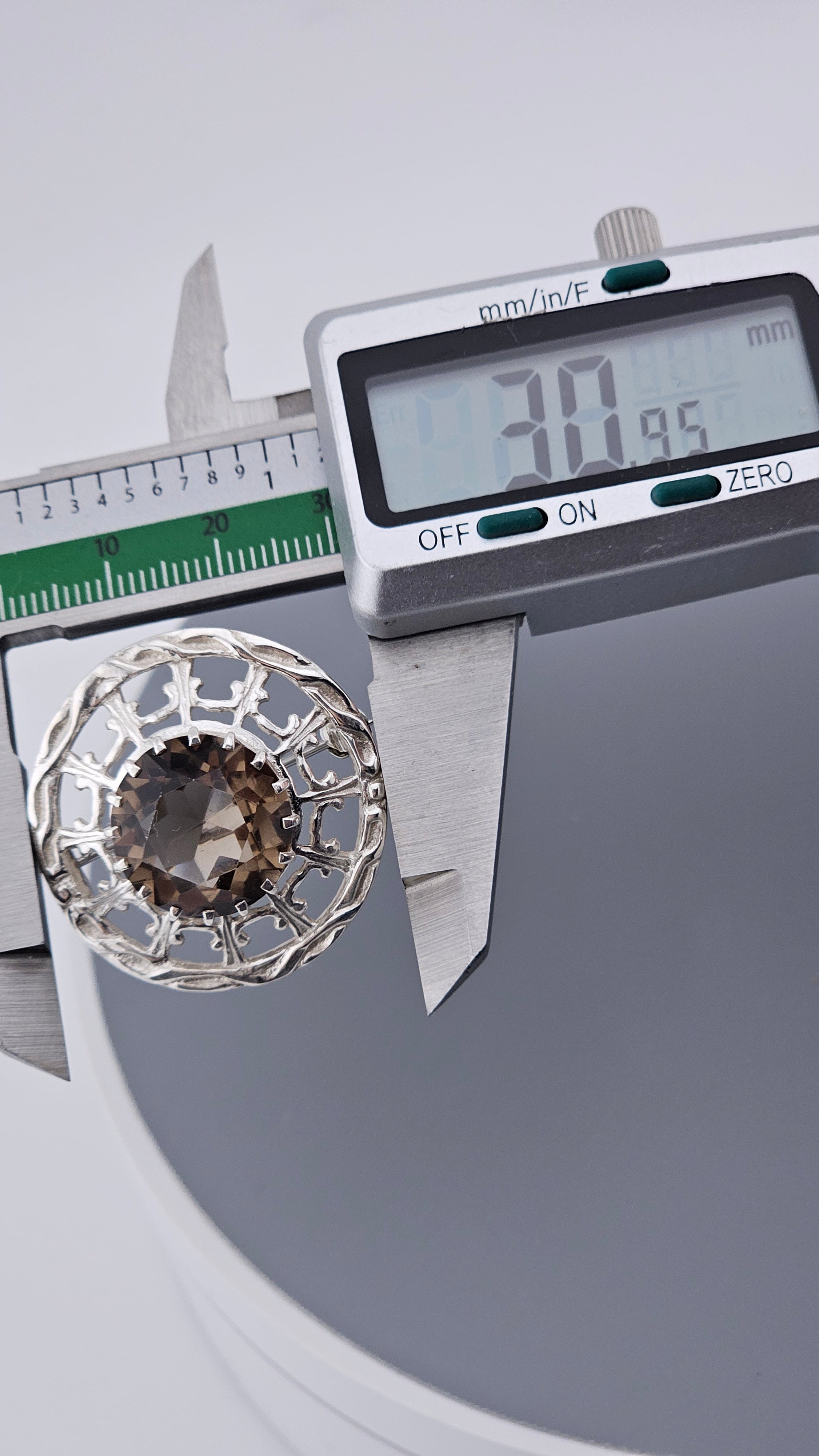 Robert Allison Vintage Scottish Sterling Silver & Smoky Quartz Brooch