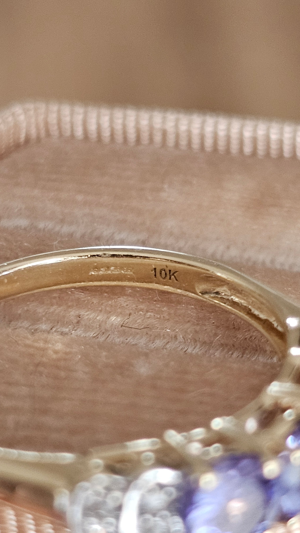 10ct Yellow Gold Natural Tanzanite & Zircon Trilogy Ring | Size UK P 1/2 (US 8) | 2.45g