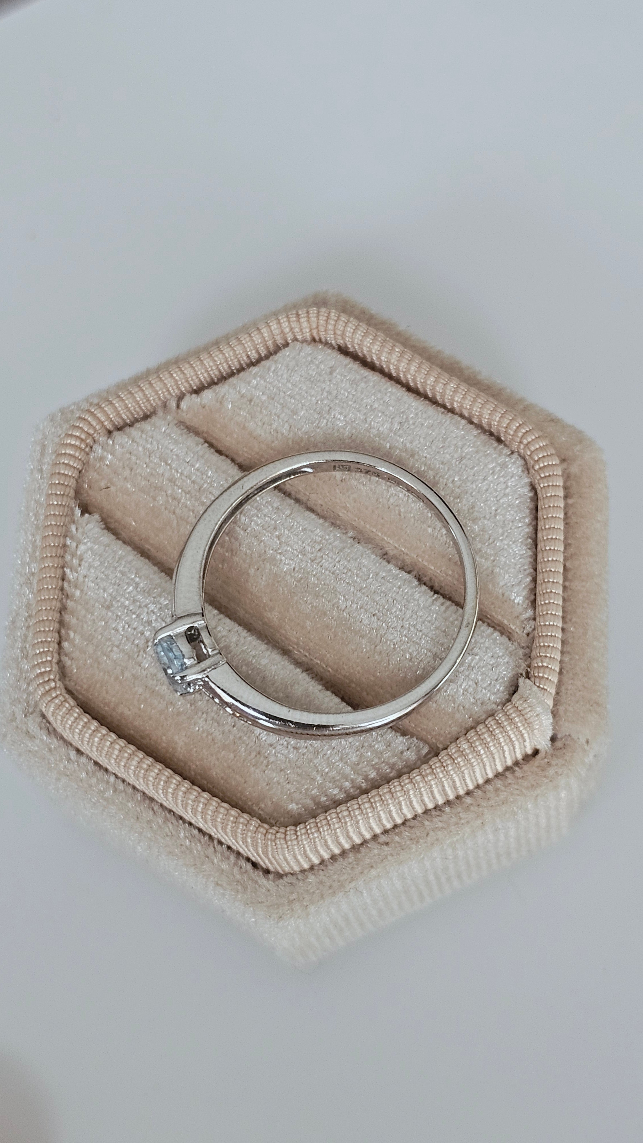 9ct White Gold Natural Blue Topaz & Diamond Ring | Size Q | 2.33g