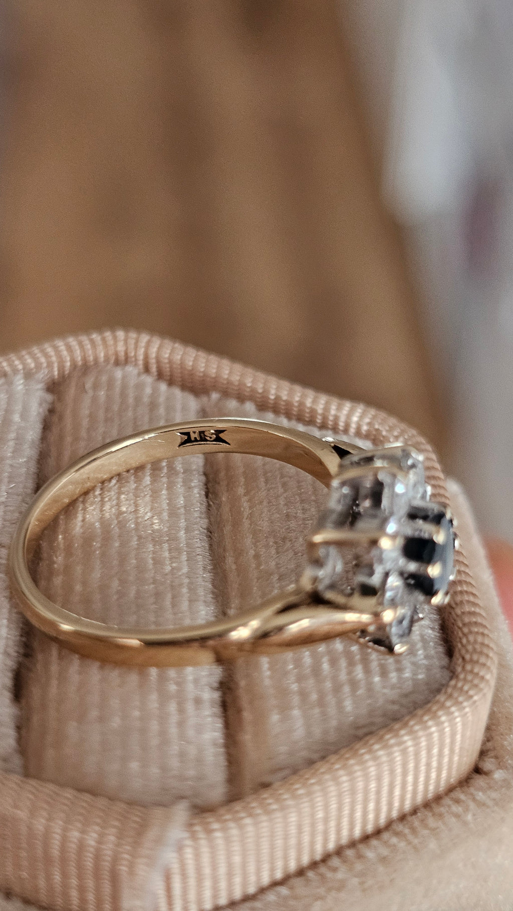 Vintage 9ct Yellow Gold Natura Sapphire & Zircon Cluster Ring, K 1/2