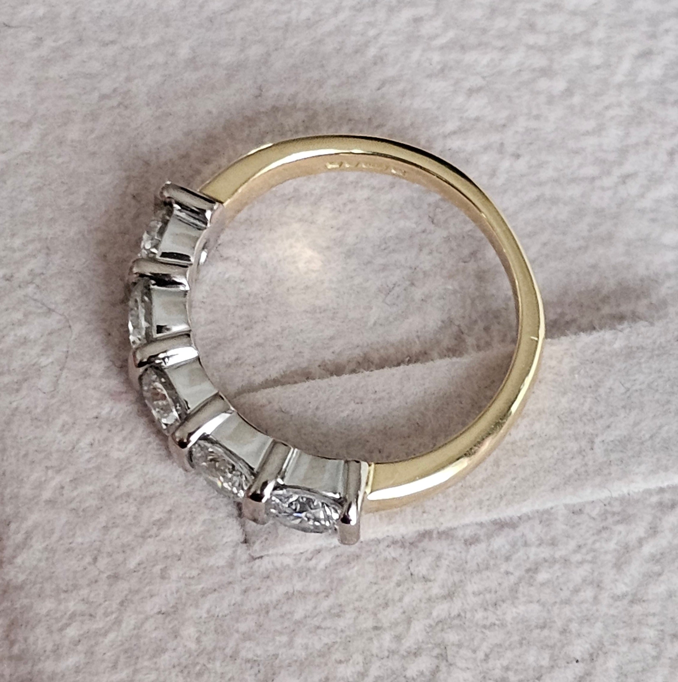 18ct Yellow & White Gold 1.20ct 5-Stone Diamond Ring – WGI Certified (Size I 1/2)