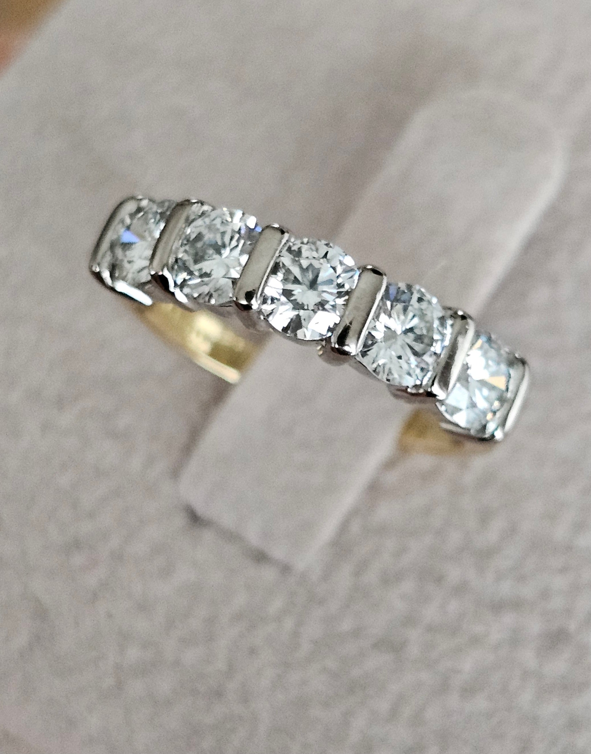 18ct Yellow & White Gold 1.20ct 5-Stone Diamond Ring – WGI Certified (Size I 1/2)