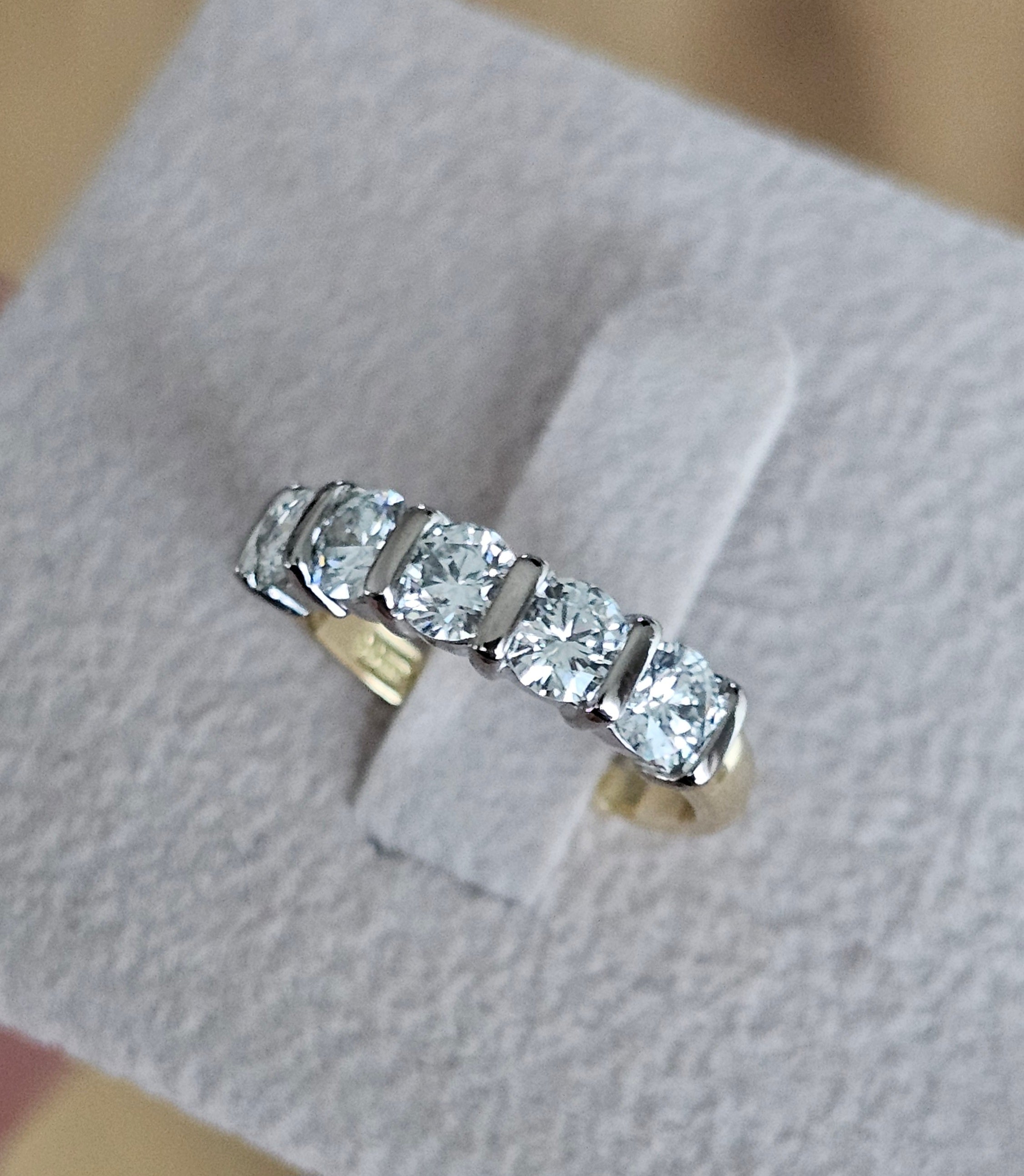 18ct Yellow & White Gold 1.20ct 5-Stone Diamond Ring – WGI Certified (Size I 1/2)