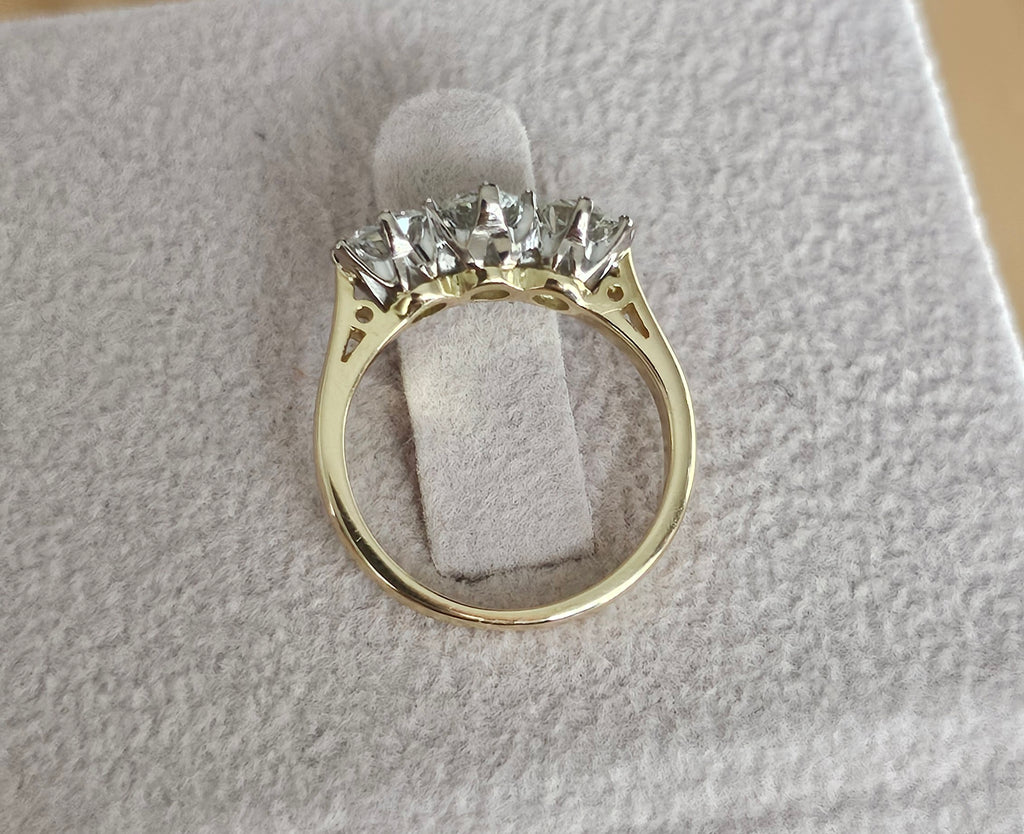 18ct Yellow Gold 1.00ct Natural Diamond Three-Stone Ring – WGI Certified (Size I 1/2)