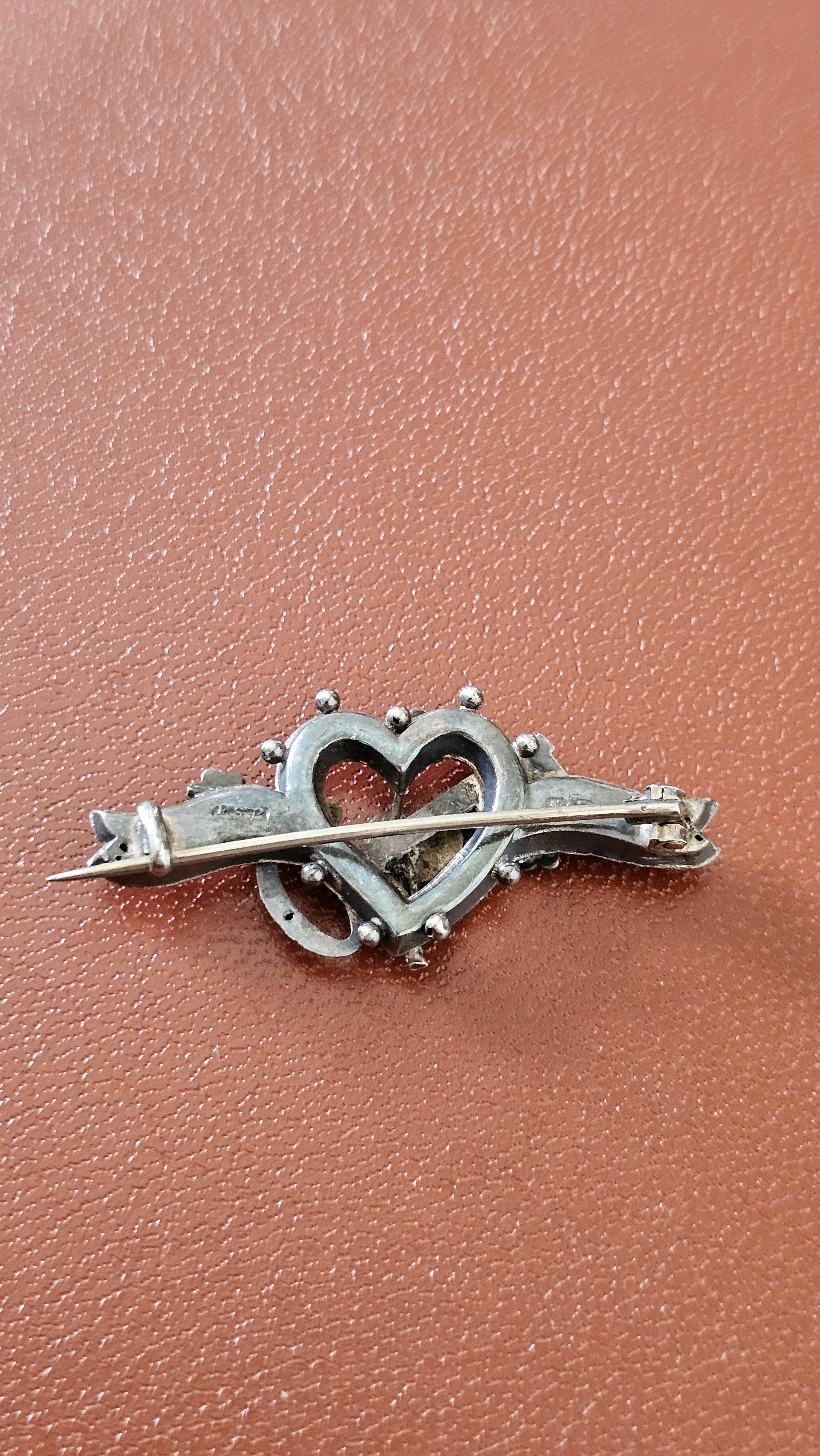Antique 1897 Sterling Silver "Key to My Heart" Sweetheart Brooch – Rare Chester Hallmarks