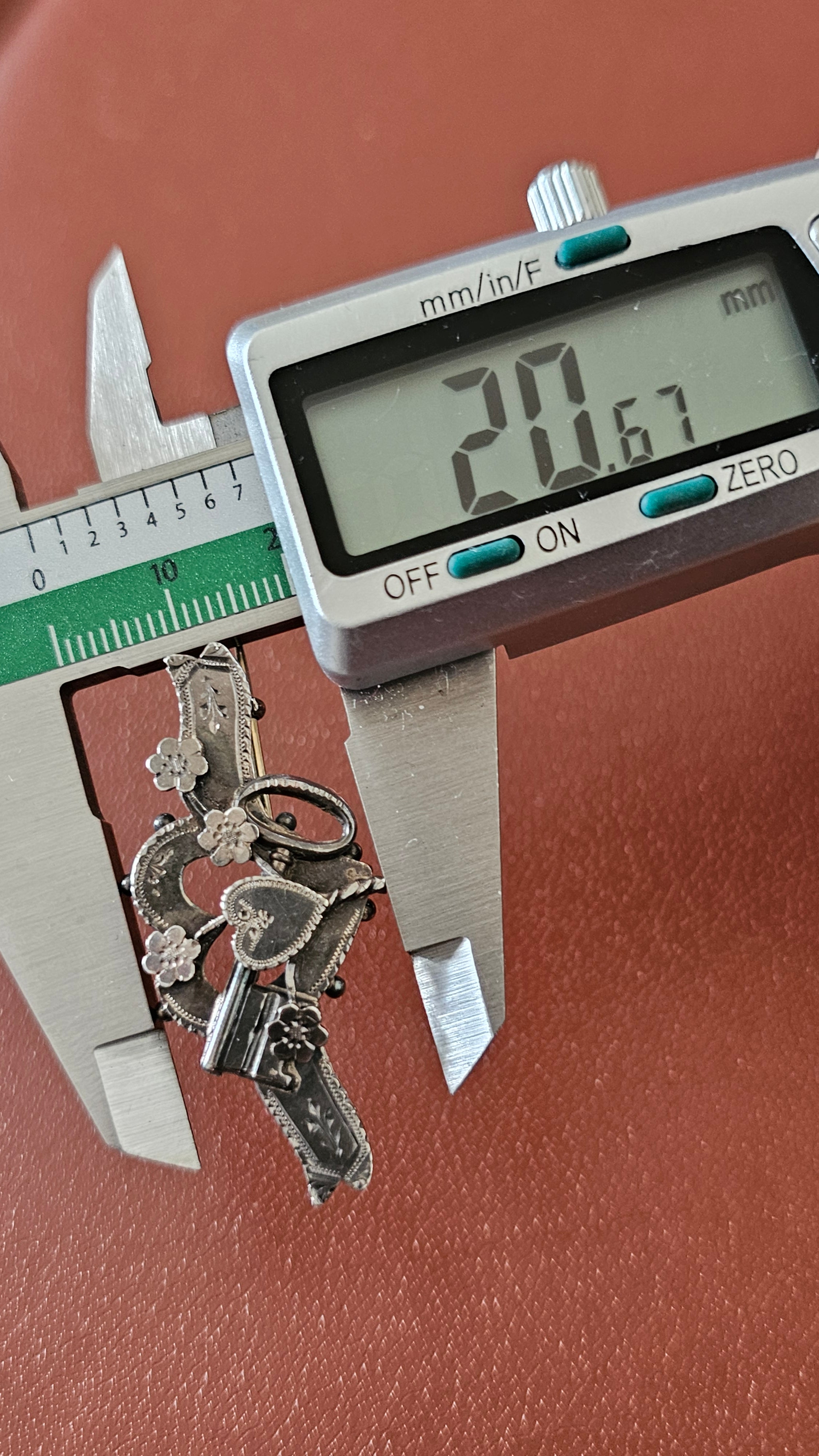 Antique 1897 Sterling Silver "Key to My Heart" Sweetheart Brooch – Rare Chester Hallmarks