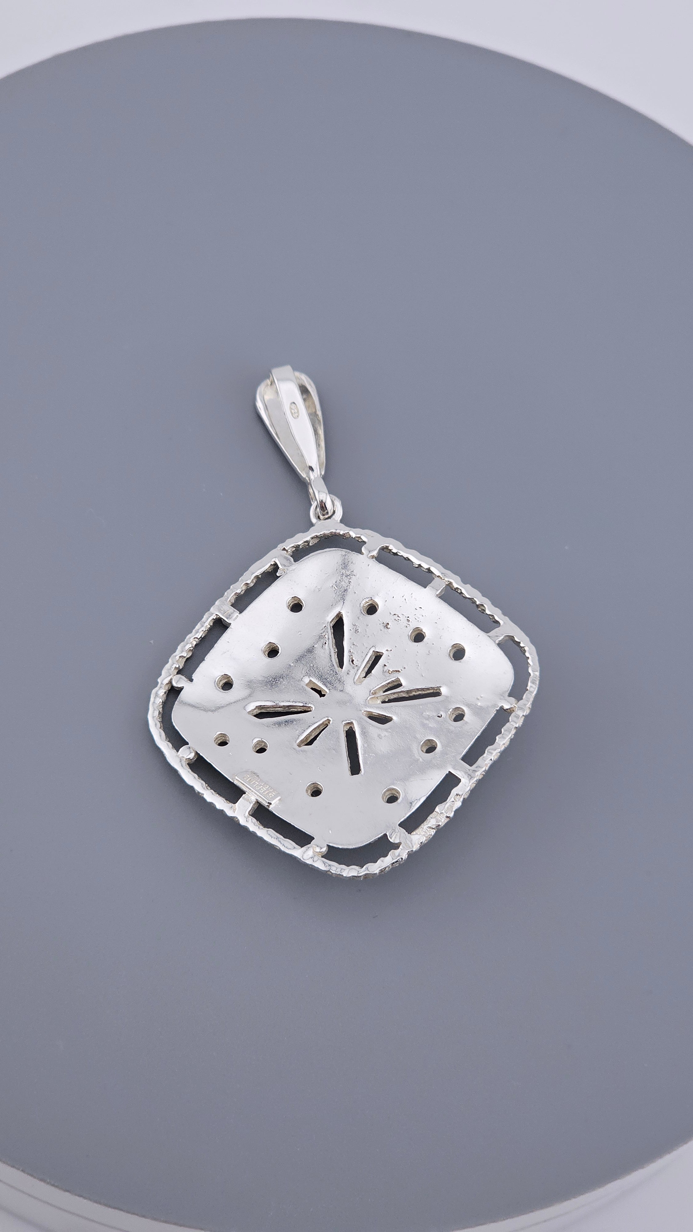 Vintage 925 Sterling Silver Textured Starburst Pendant