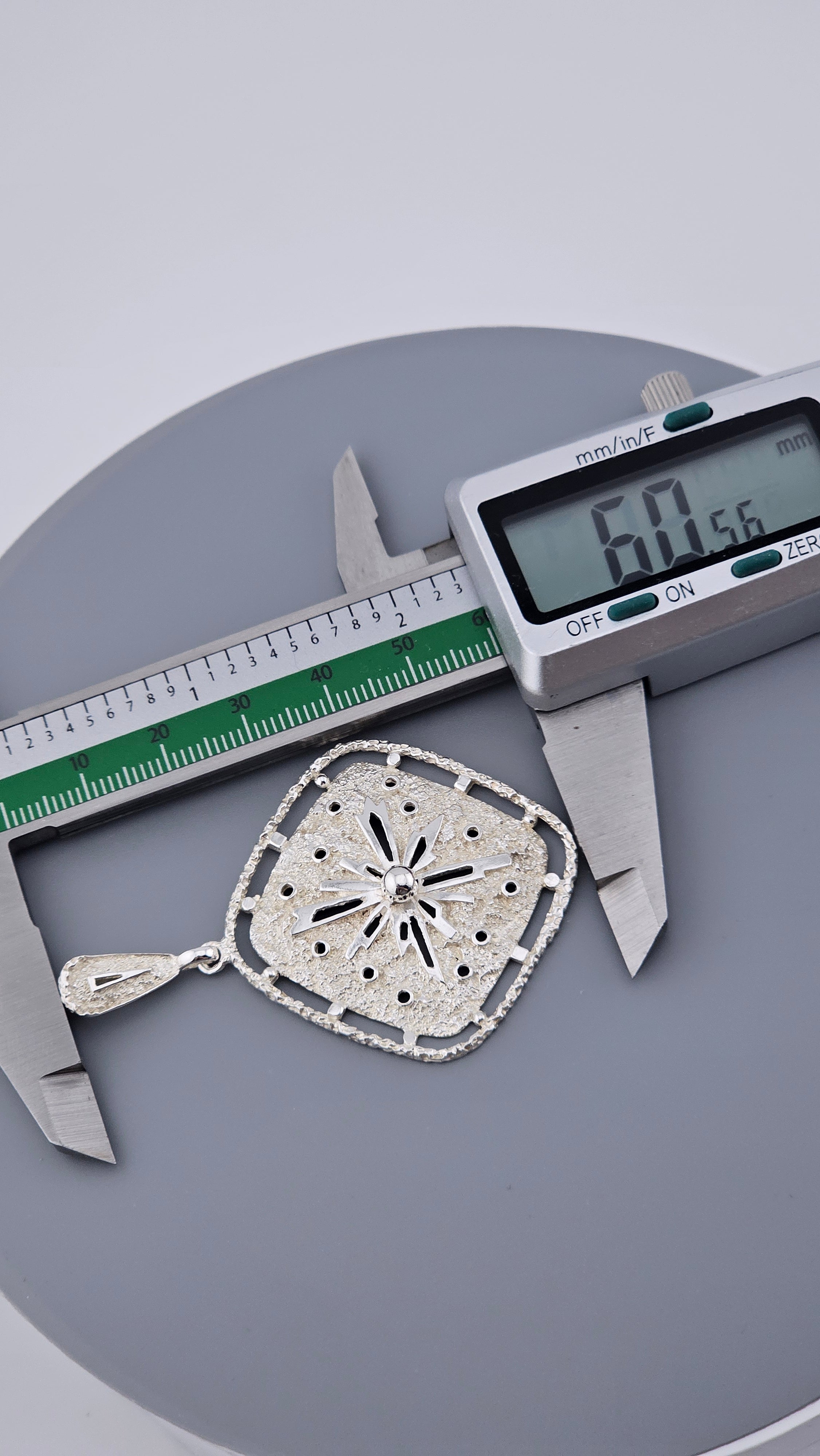 Vintage 925 Sterling Silver Textured Starburst Pendant