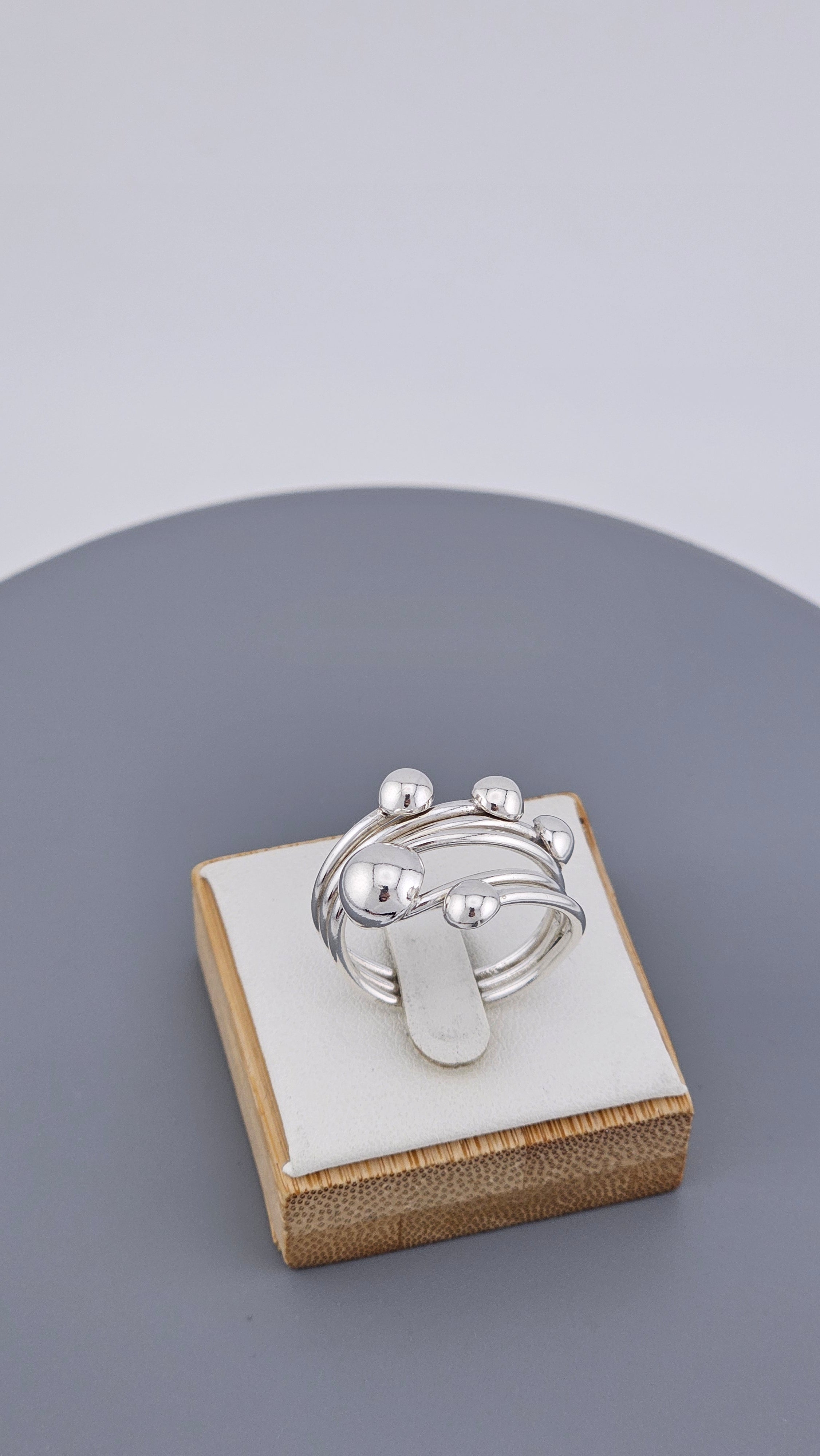 925 Sterling Silver Multi-Band Ball Ring