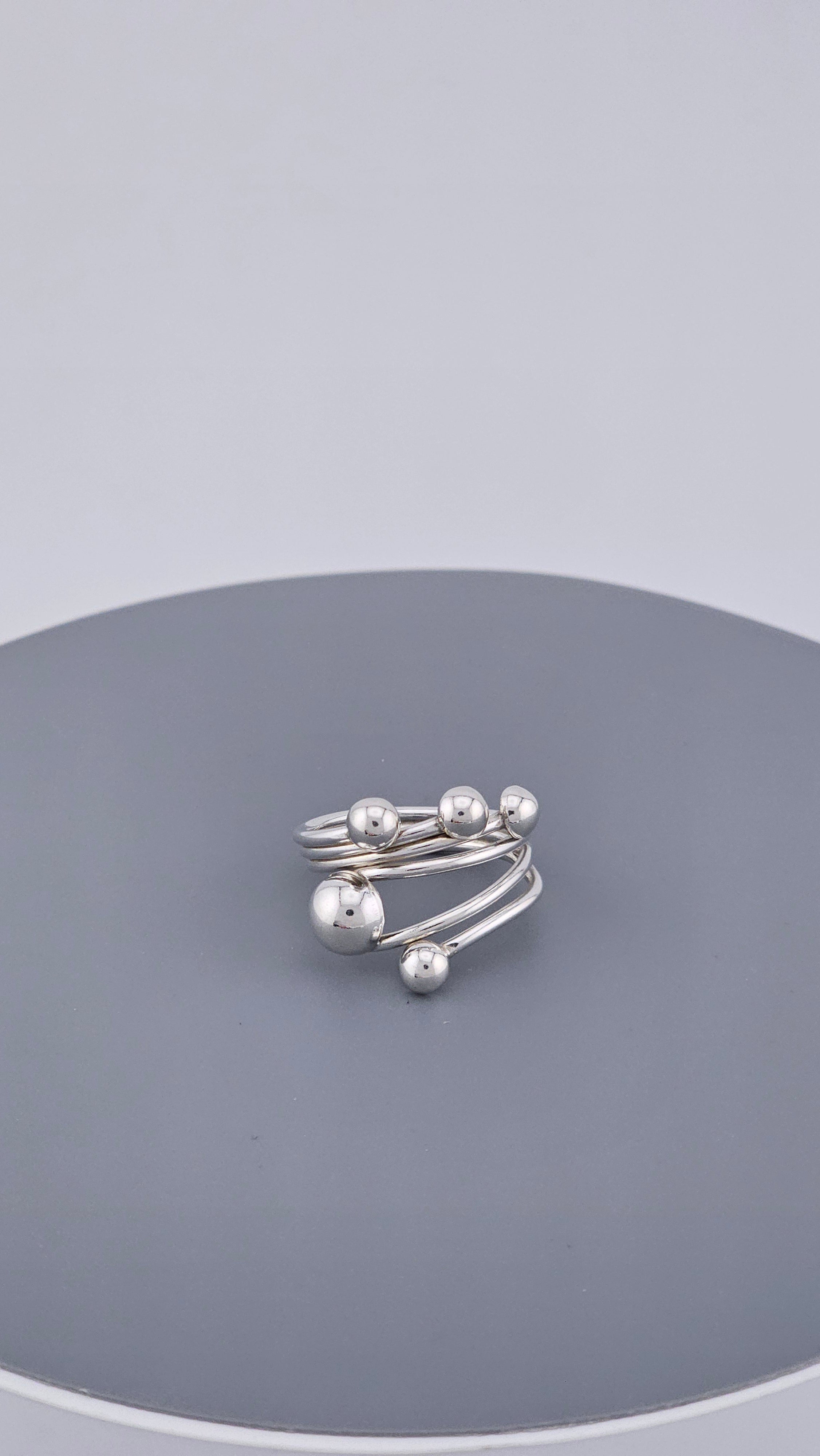 925 Sterling Silver Multi-Band Ball Ring