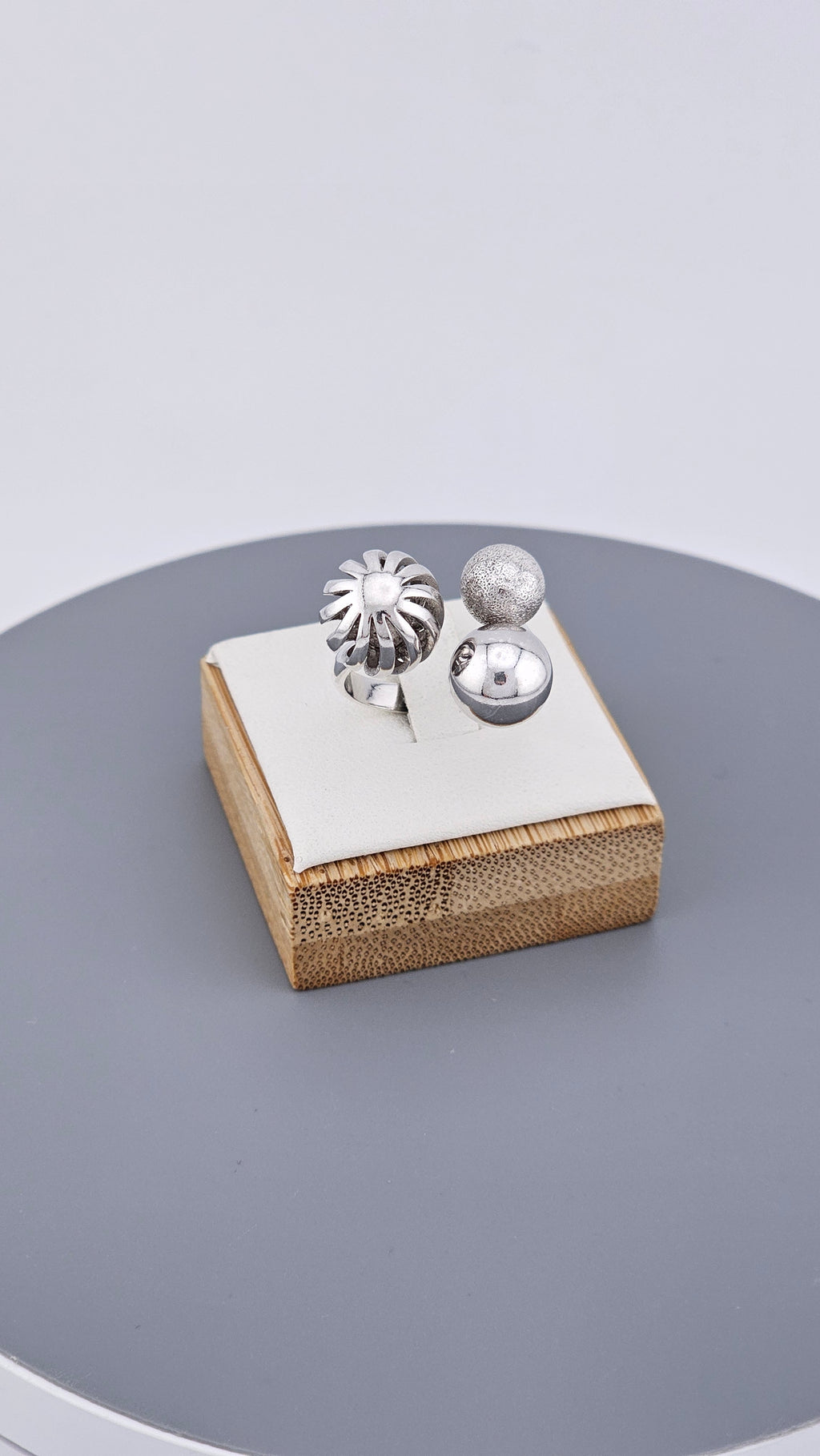 925 Sterling Silver Mixed-Texture Ball Ring