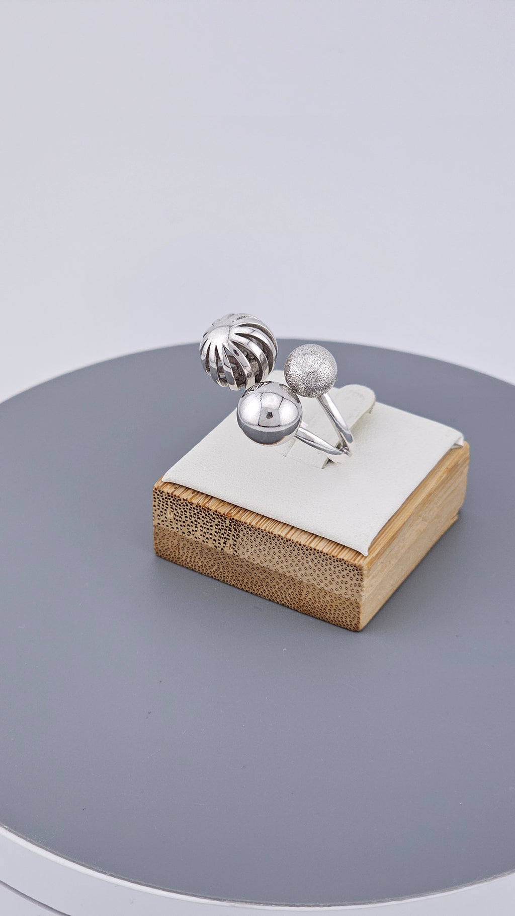 925 Sterling Silver Mixed-Texture Ball Ring