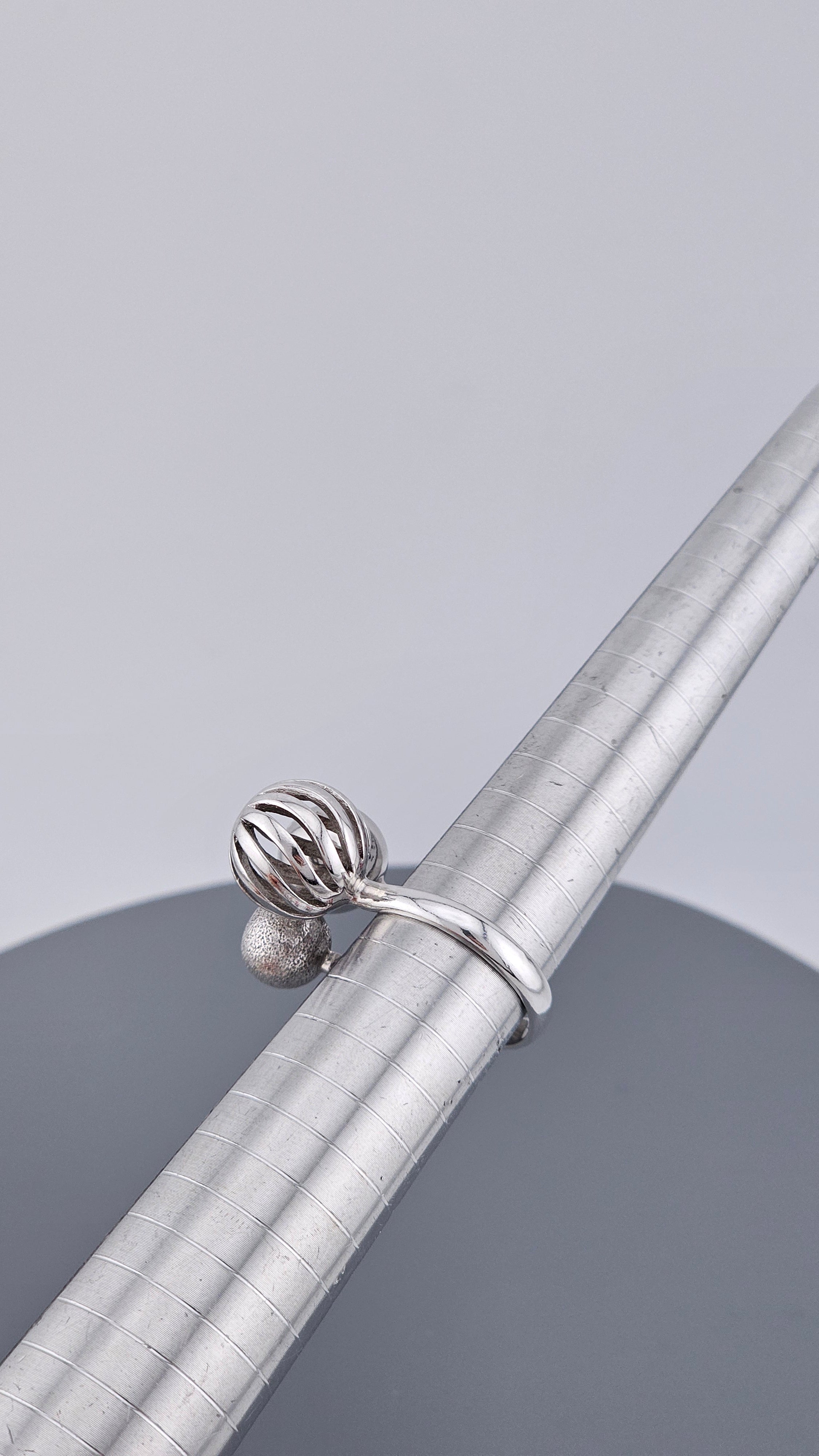 925 Sterling Silver Mixed-Texture Ball Ring