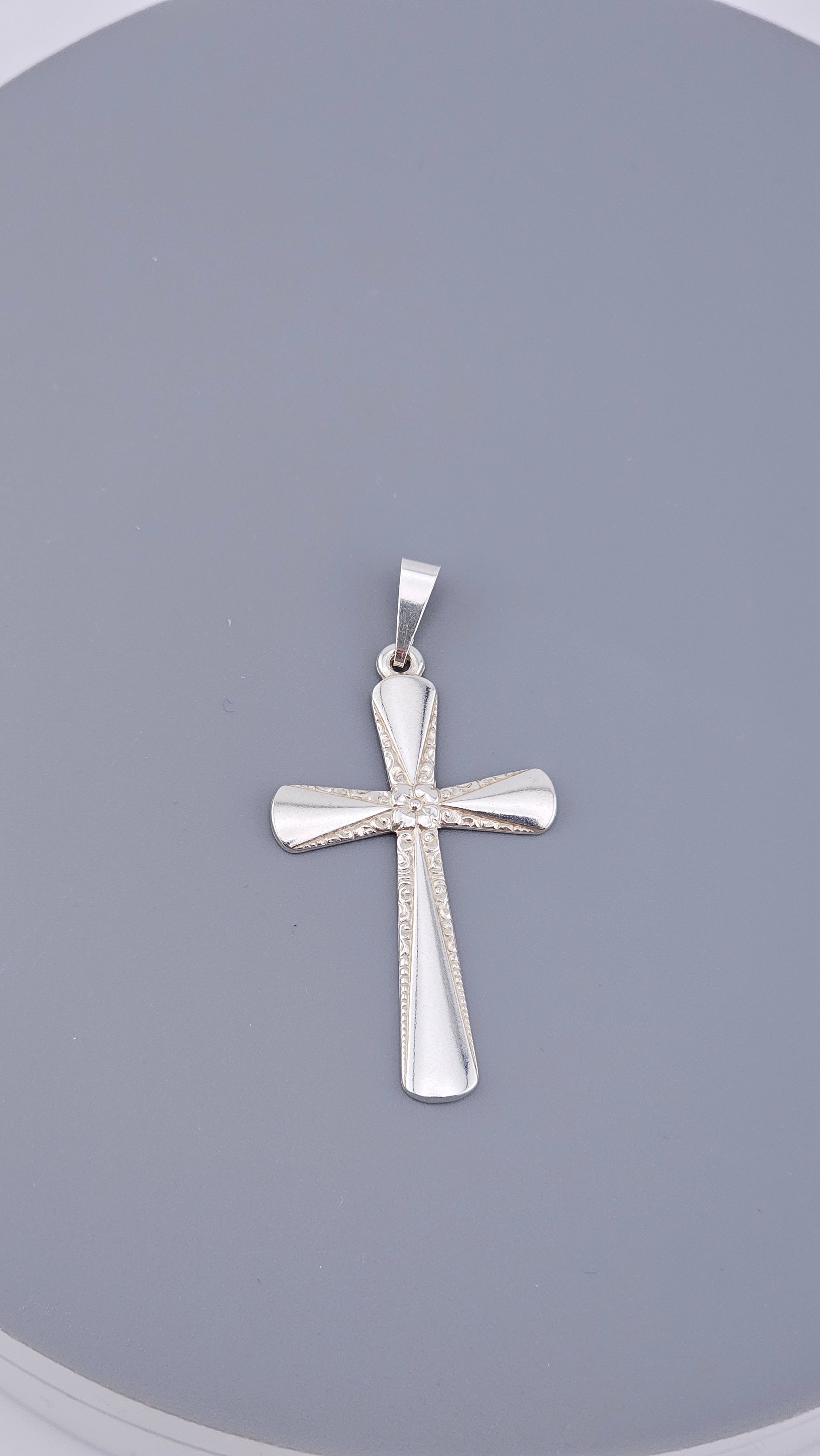 Sterling Silver Engraved Cross Pendant