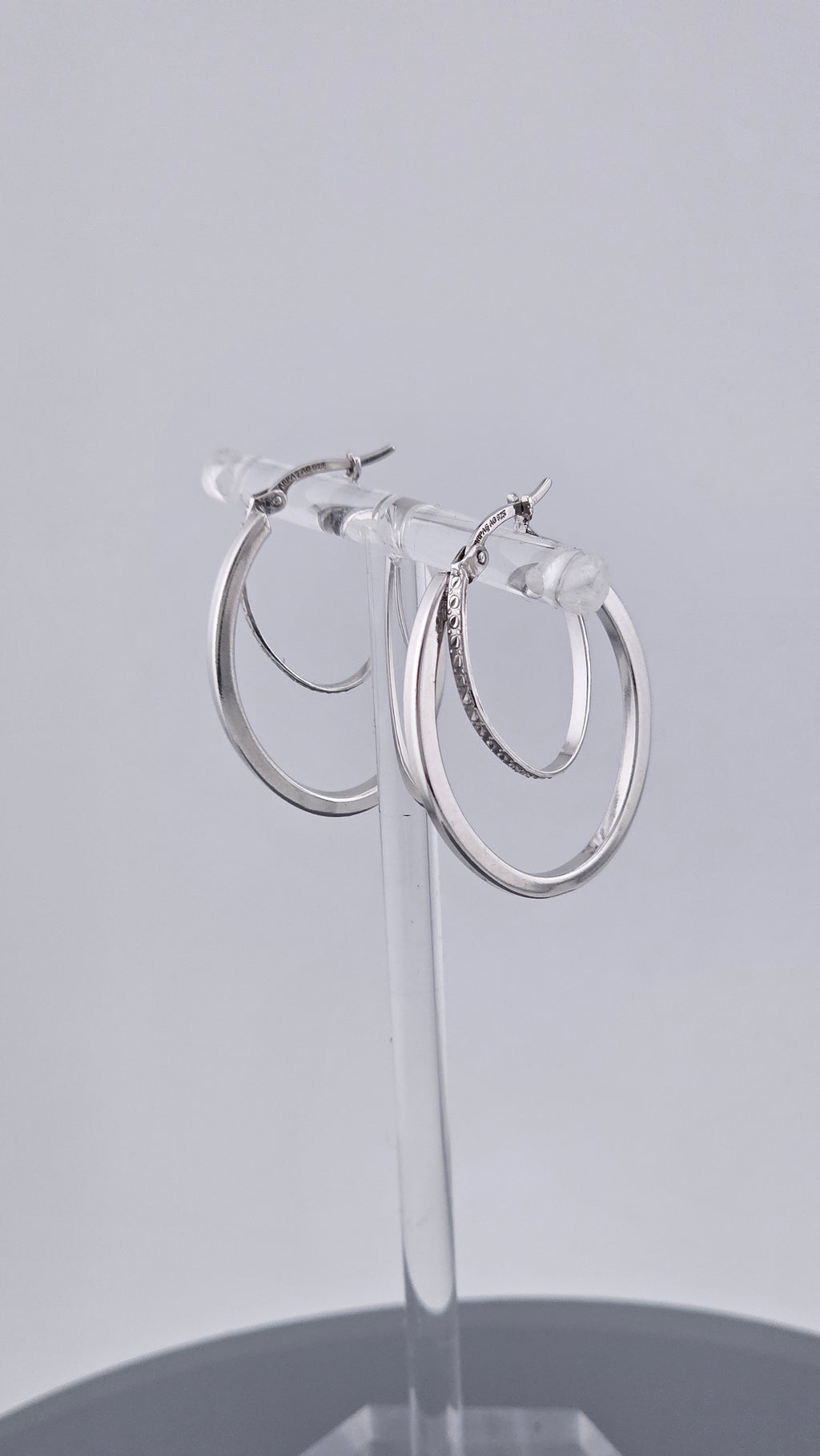 925 Sterling Silver Textured Double Hoop Earrings